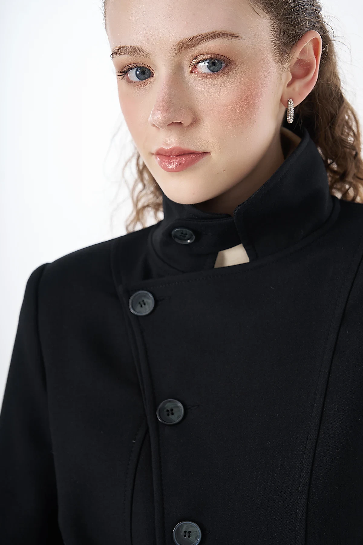 Asymmetrical Buttoned Jacket Black