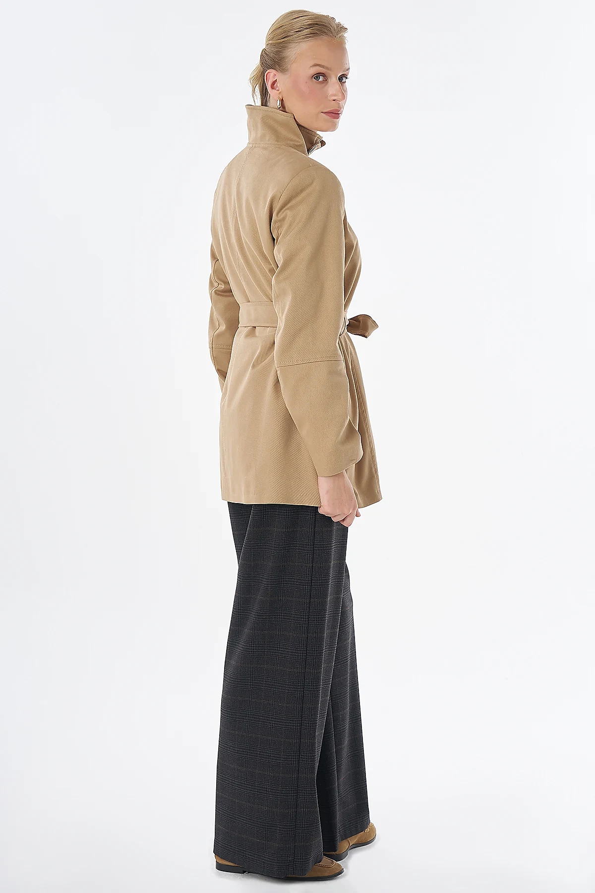 Asymmetrical Buttoned Jacket Beige