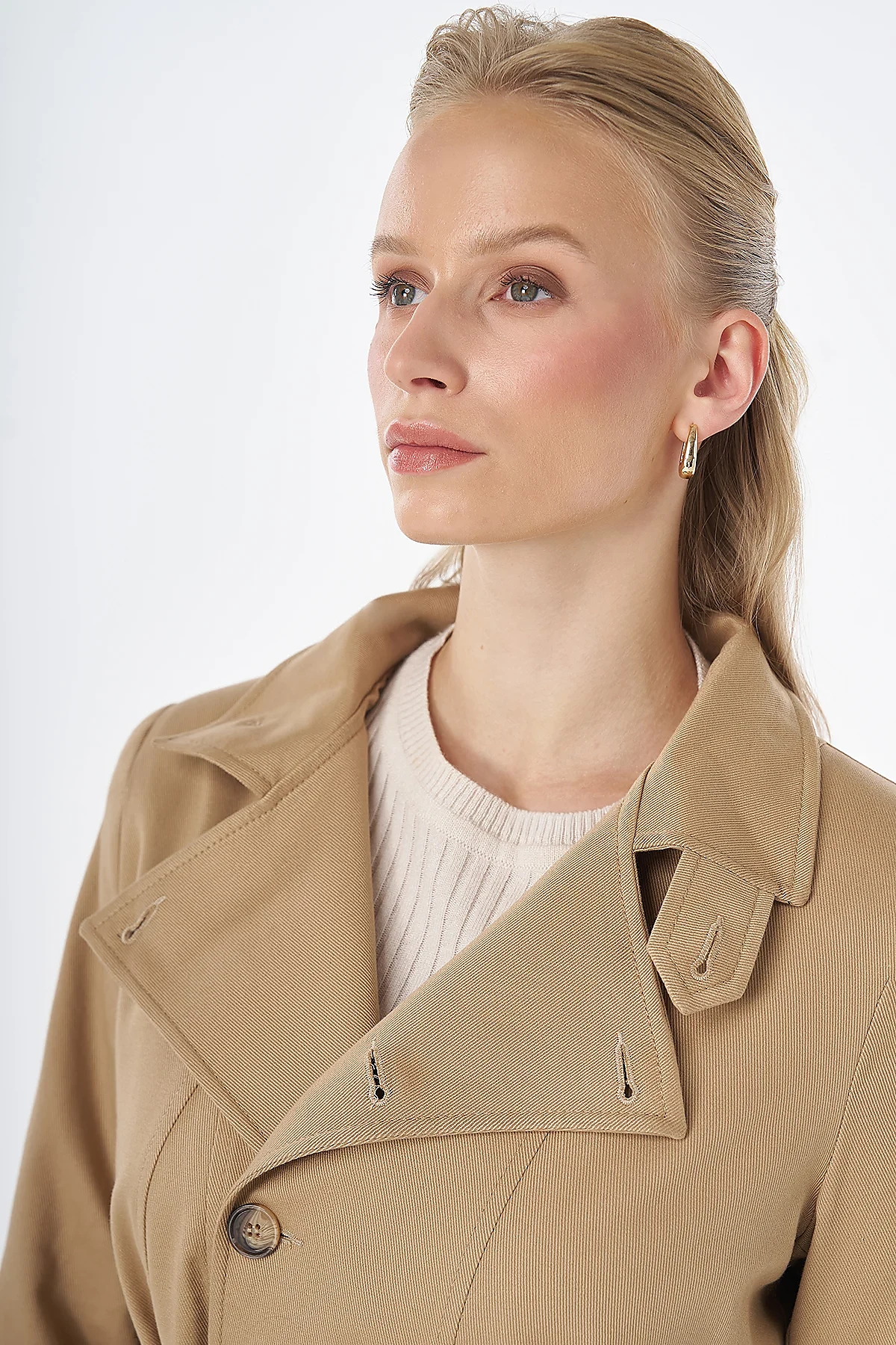 Asymmetrical Buttoned Jacket Beige