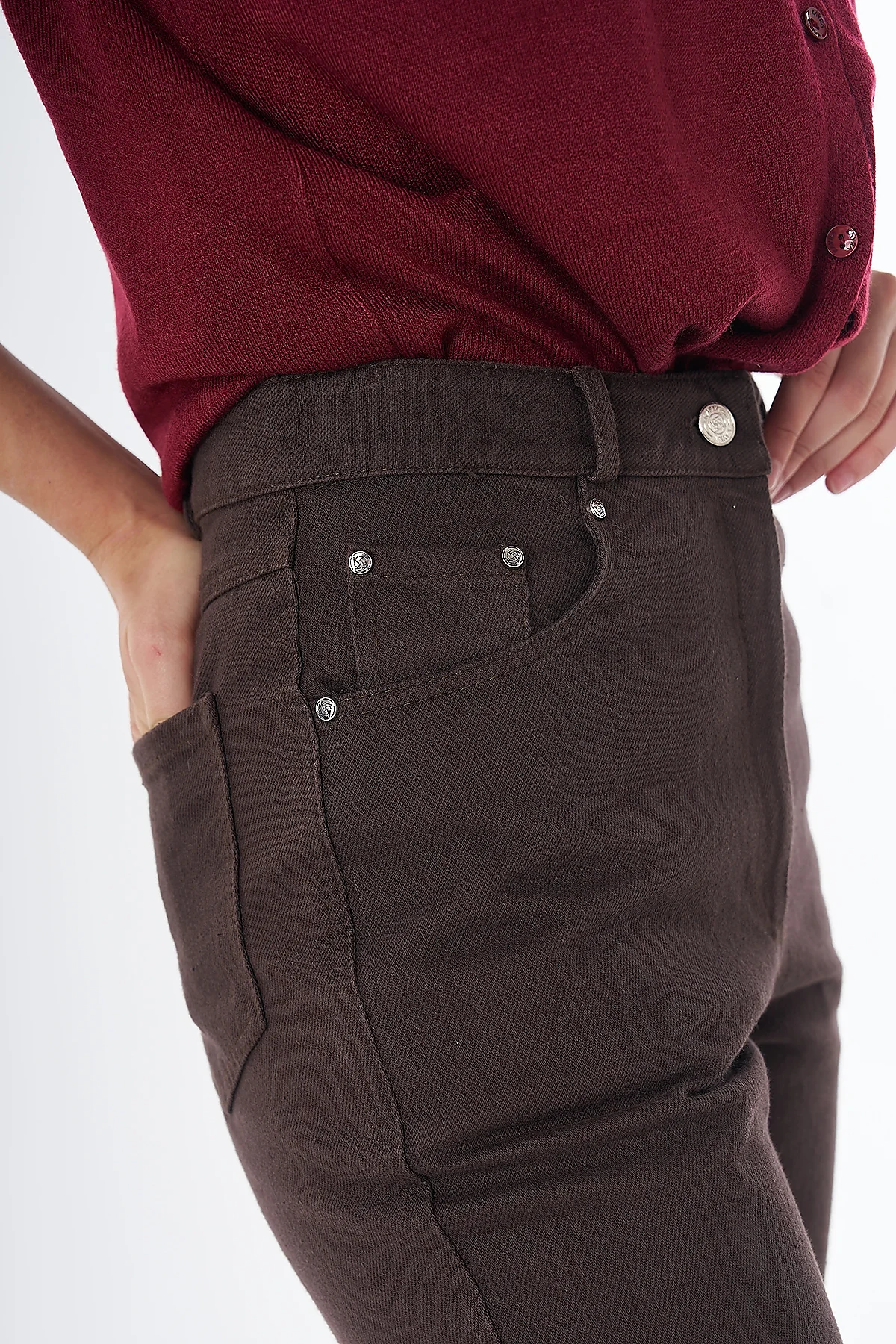 Flared Non-Denim Trousers Brown