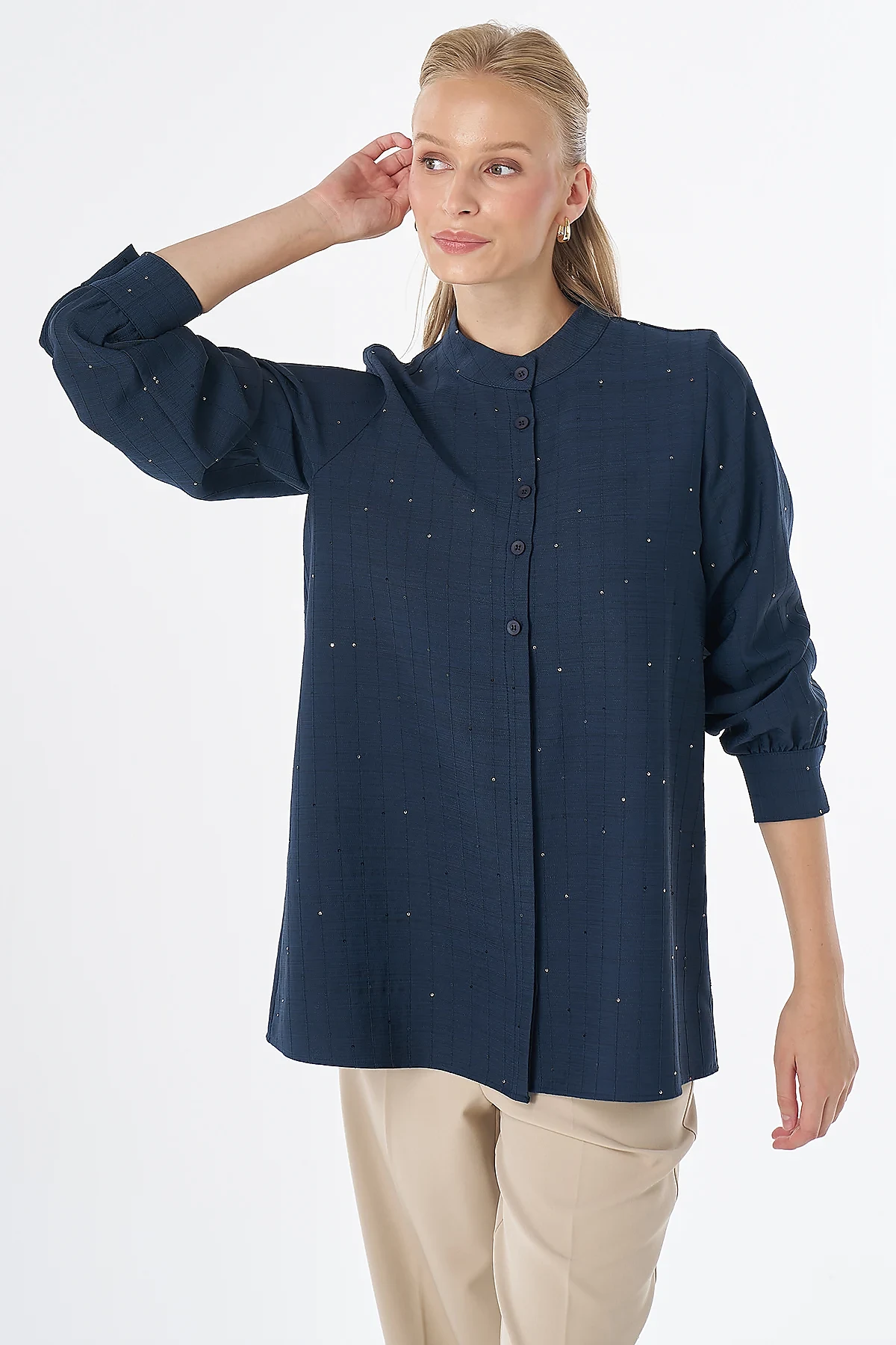 Mandarin Collar Tunic Navy