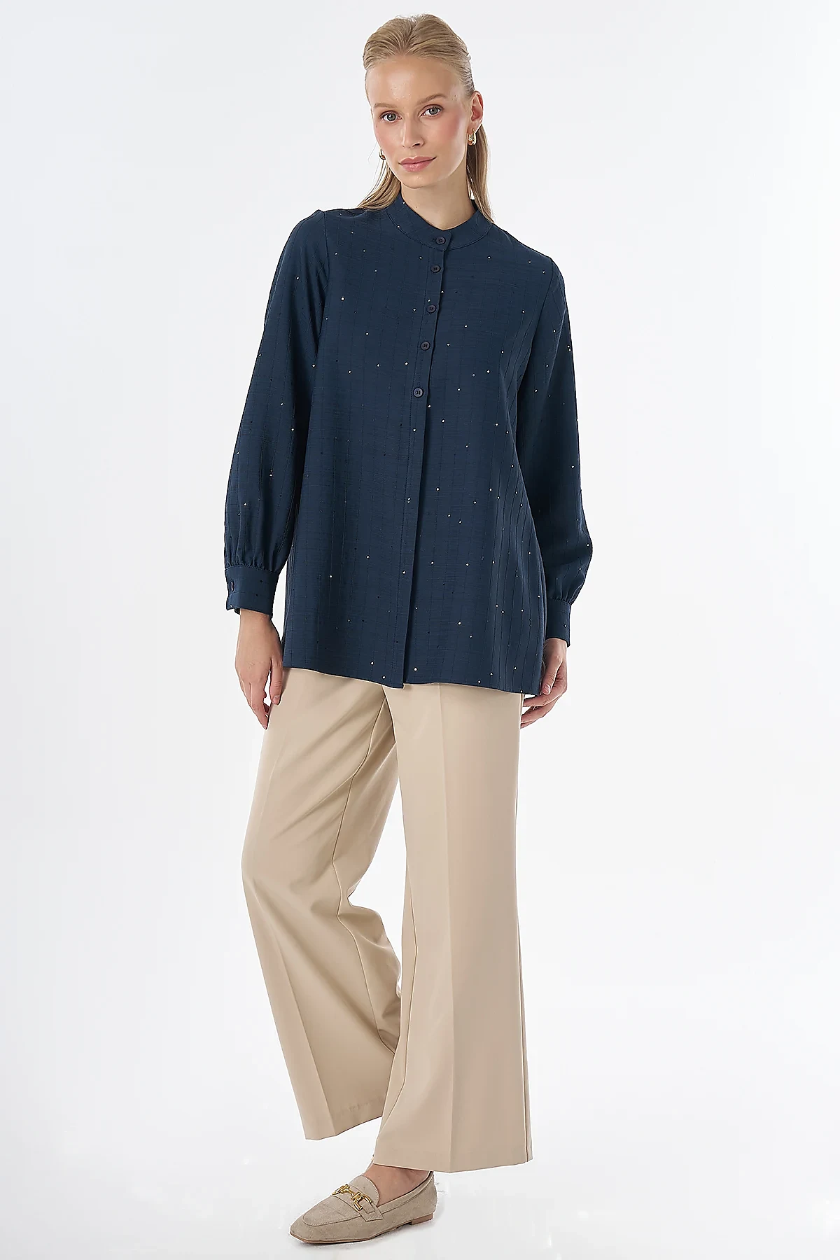 Mandarin Collar Tunic Navy