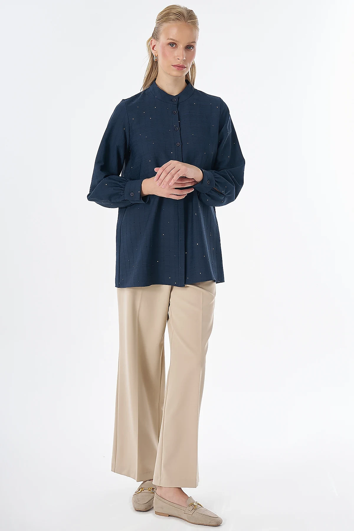 Mandarin Collar Tunic Navy