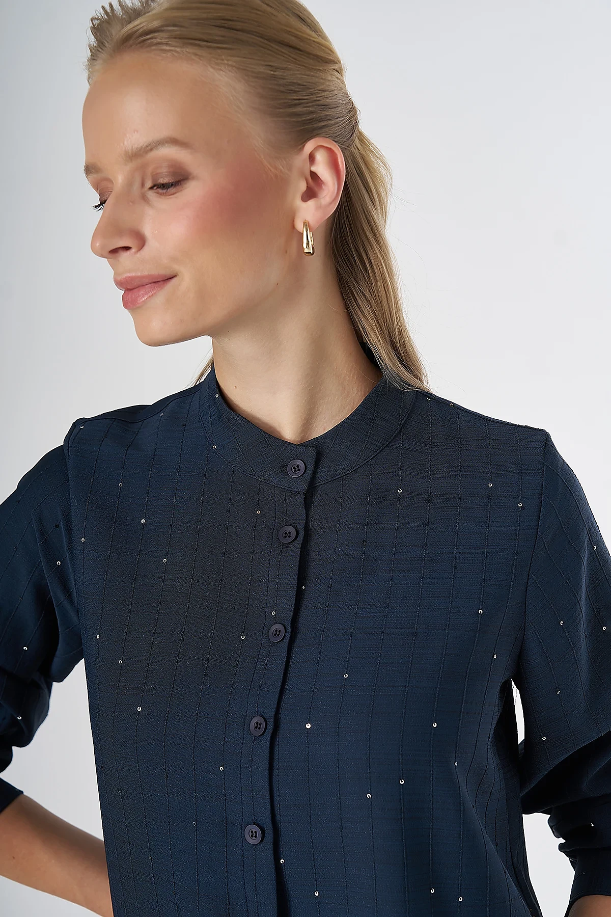 Mandarin Collar Tunic Navy