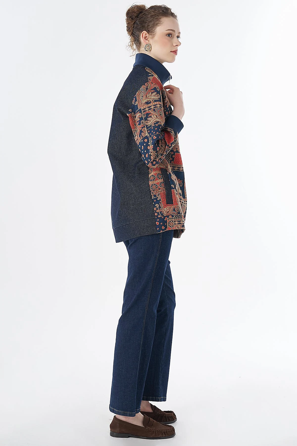 Mixed Pattern Sweatshirt Indigo