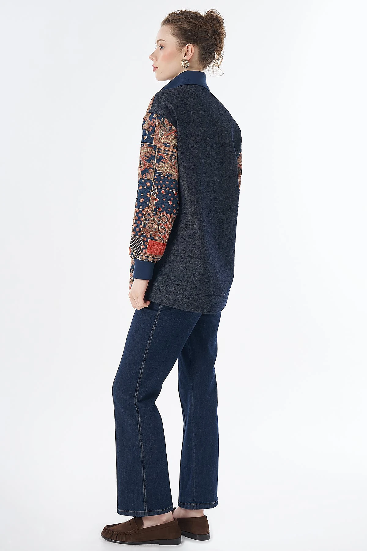 Mixed Pattern Sweatshirt Indigo