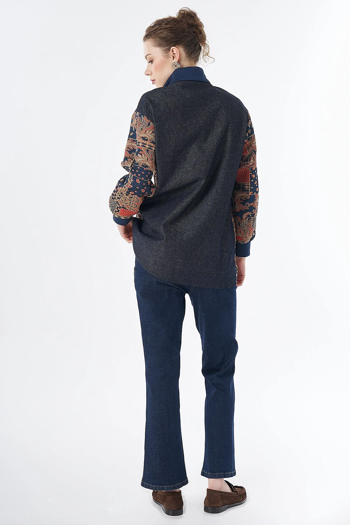 Mixed Pattern Sweatshirt Indigo