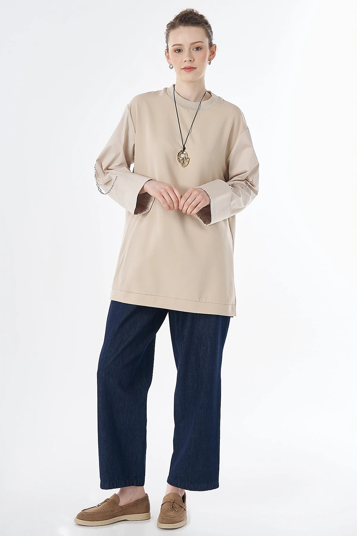 Chain Detail Sweatshirt Stone