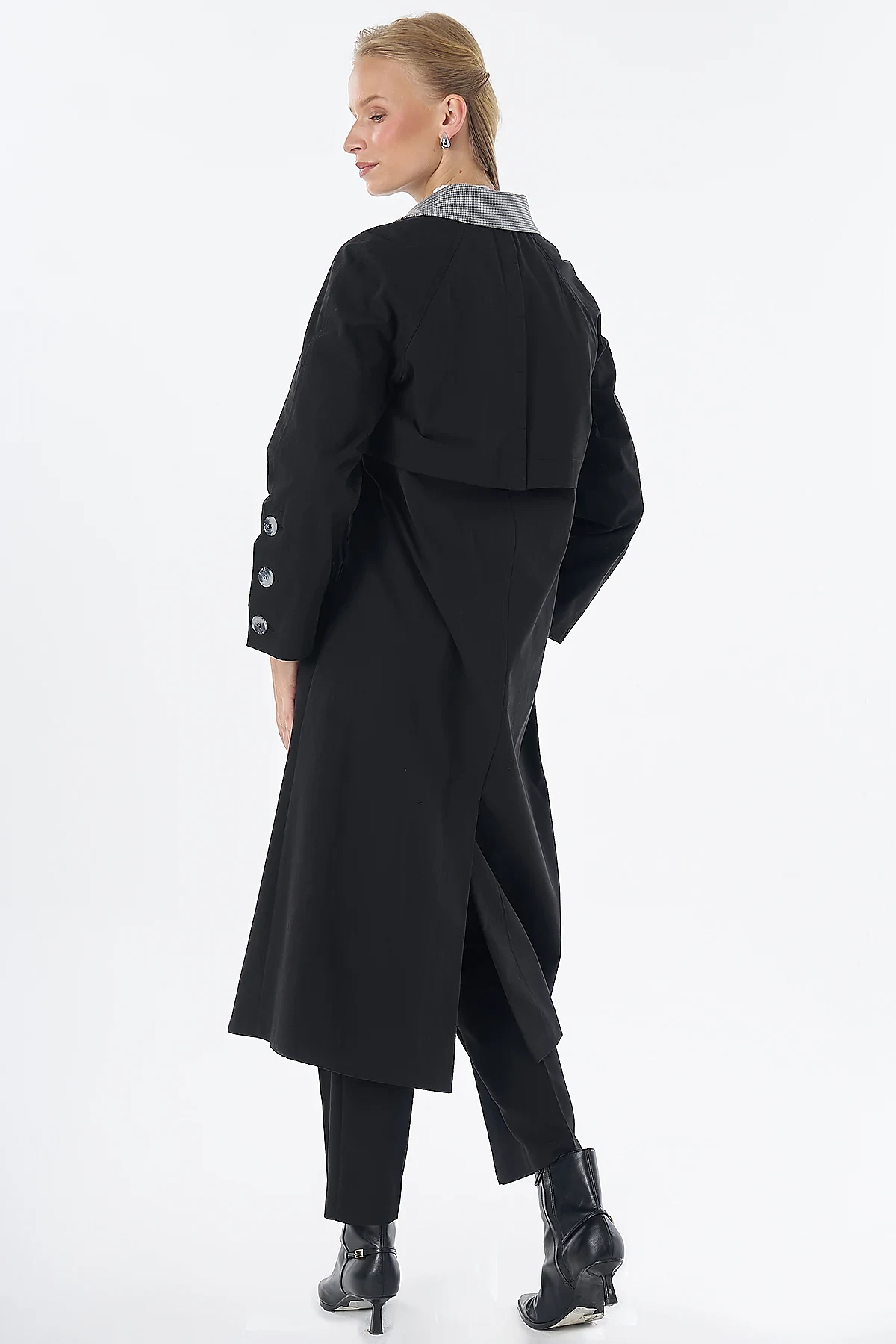 Collar Detail Trench Coat Black