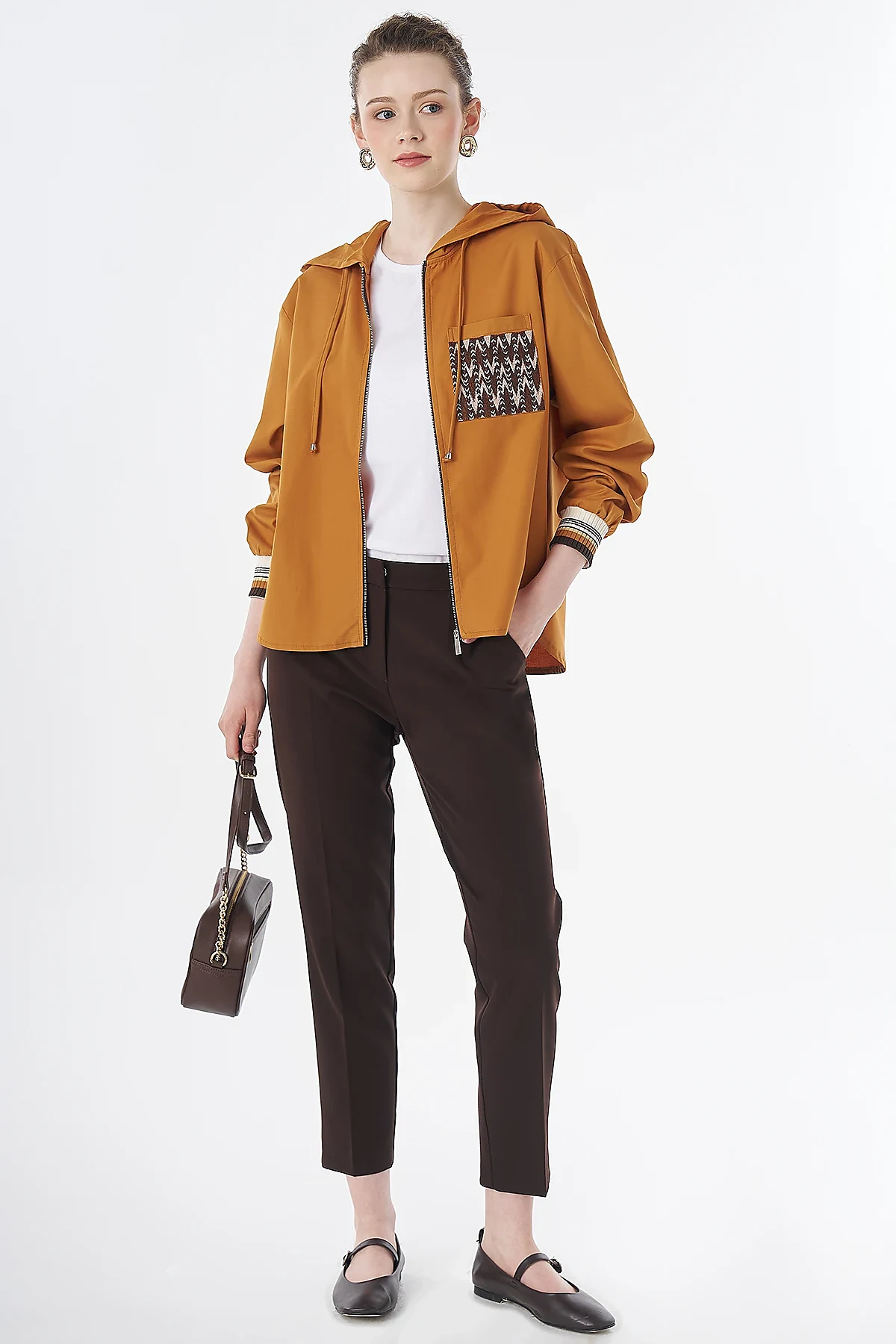 Hooded Lyocell Cotton Jacket Orange