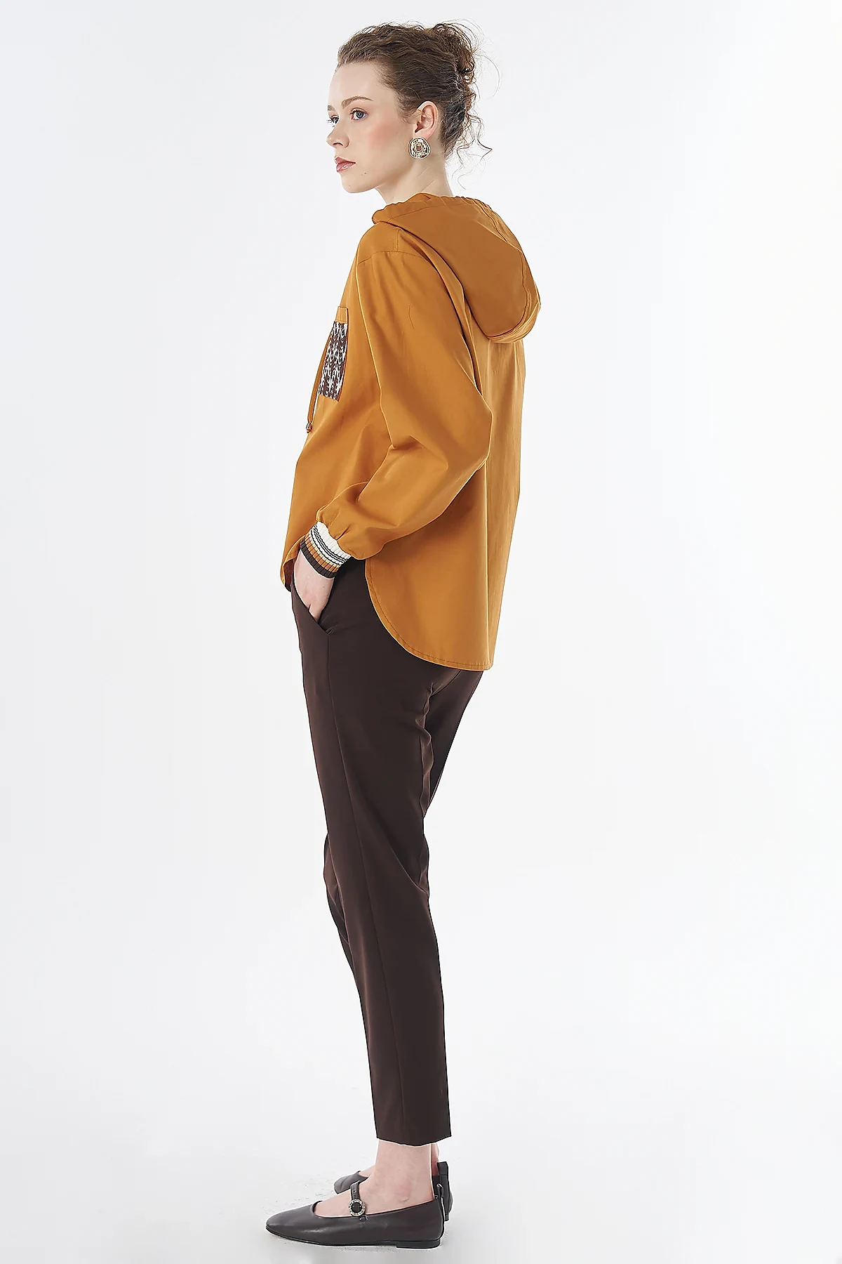 Hooded Lyocell Cotton Jacket Orange