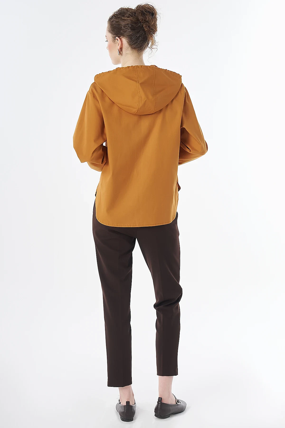 Hooded Lyocell Cotton Jacket Orange