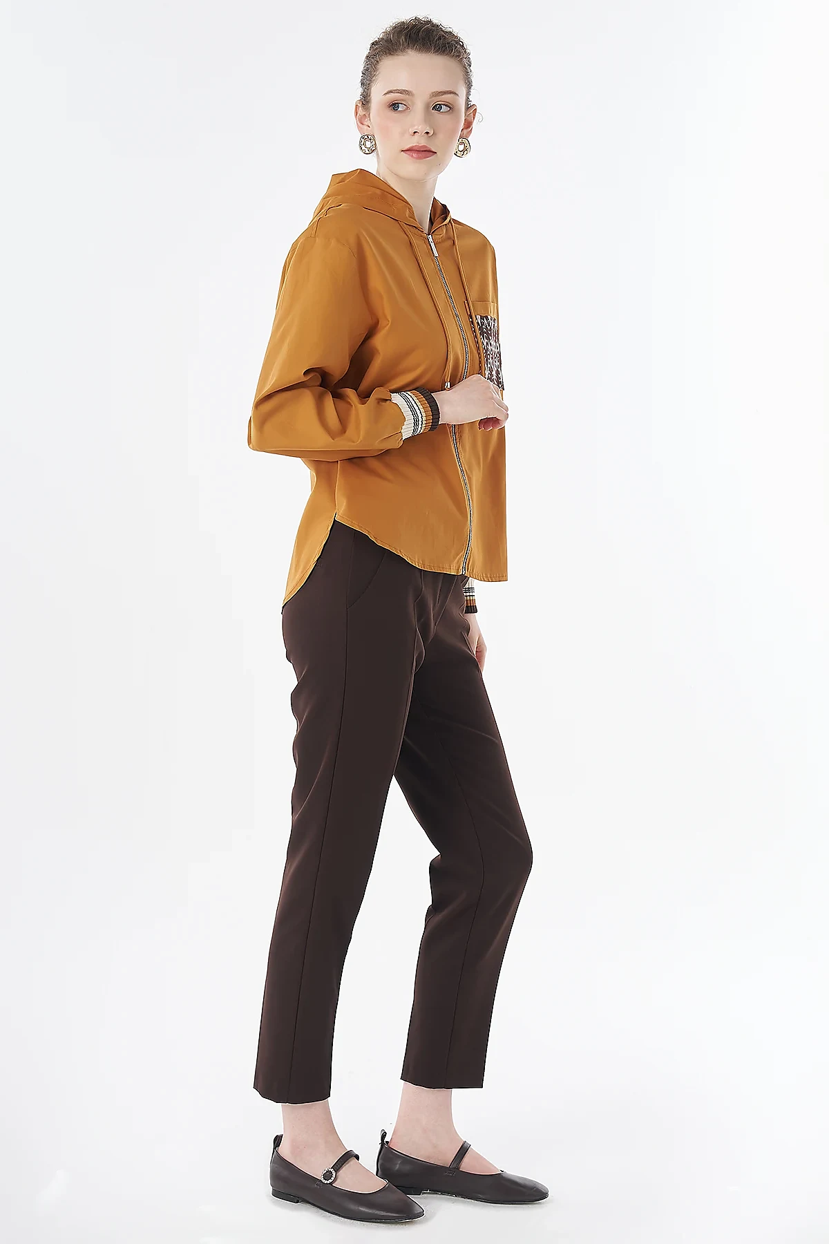 Hooded Lyocell Cotton Jacket Orange