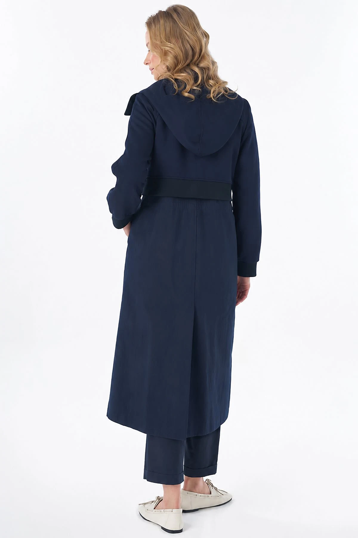 Waist-Drawstring Trench Coat Navy