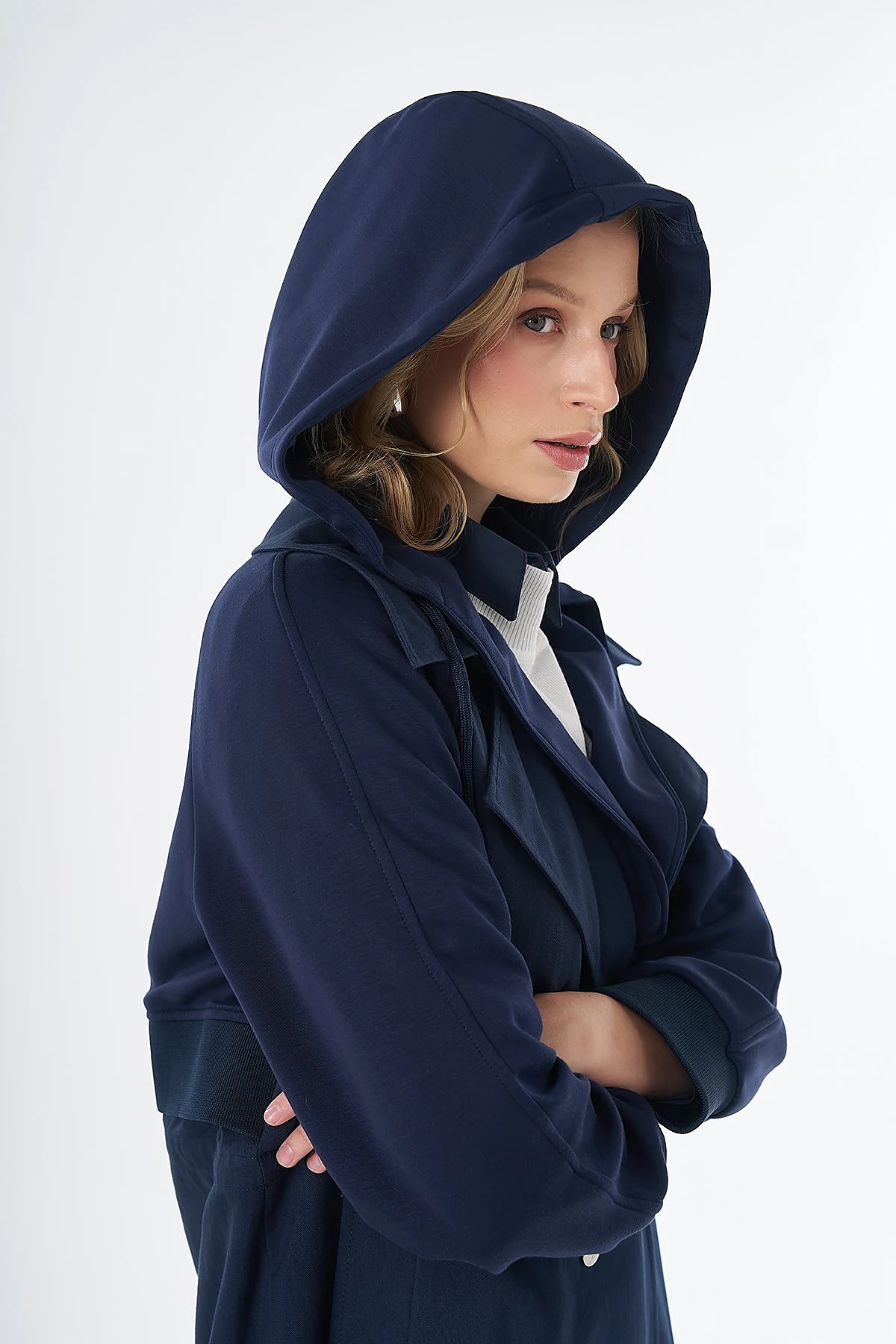 Waist-Drawstring Trench Coat Navy
