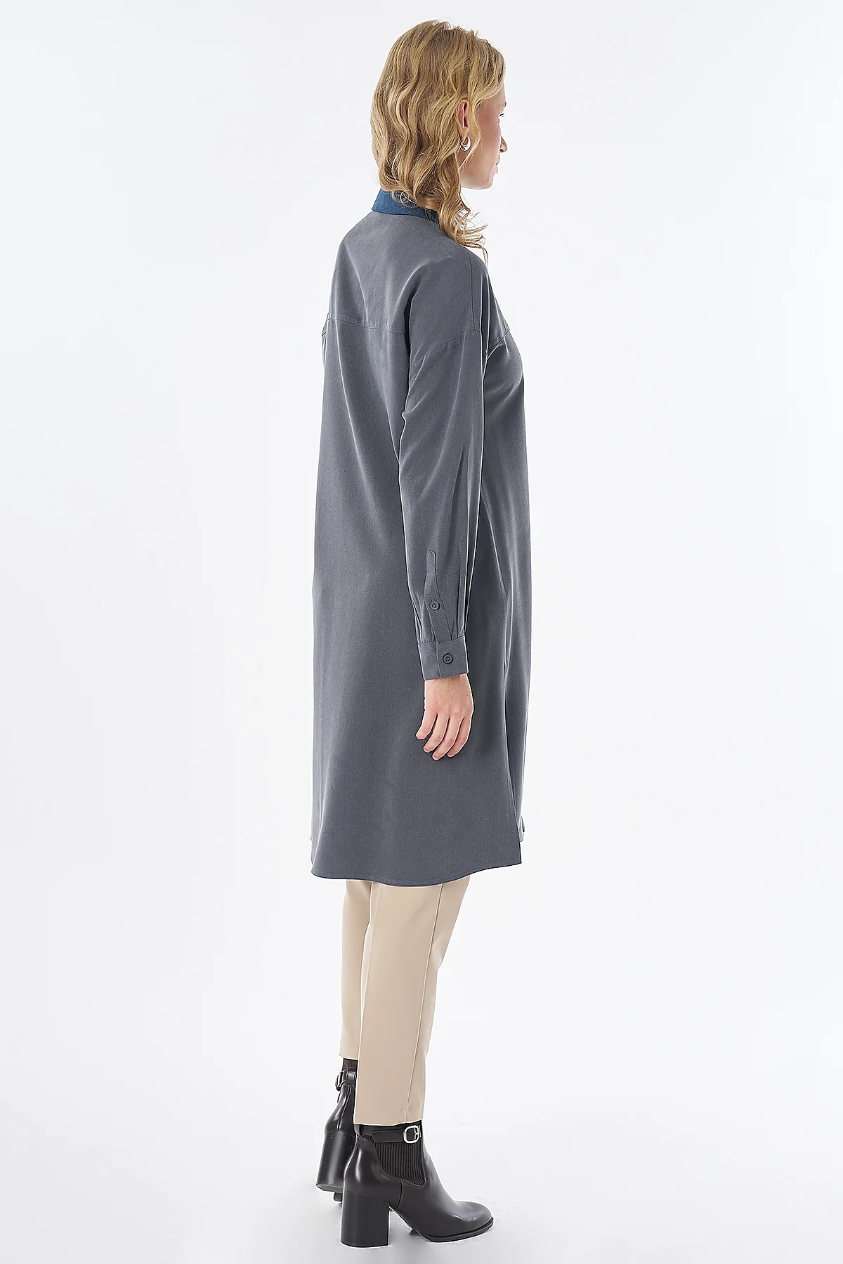 Beaded Lyocell Viscose Tunic Charcoal