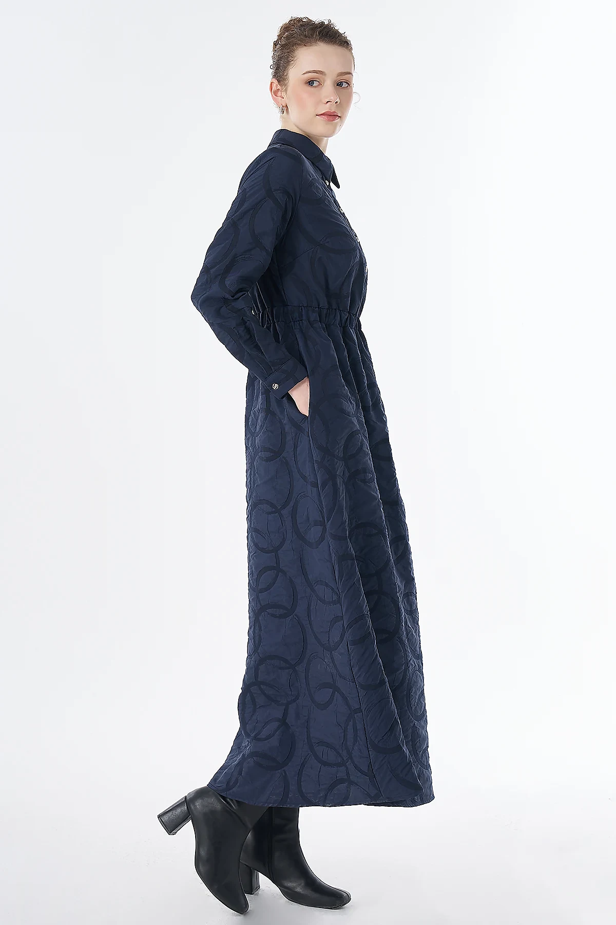Patterned Maxi Dress Navy