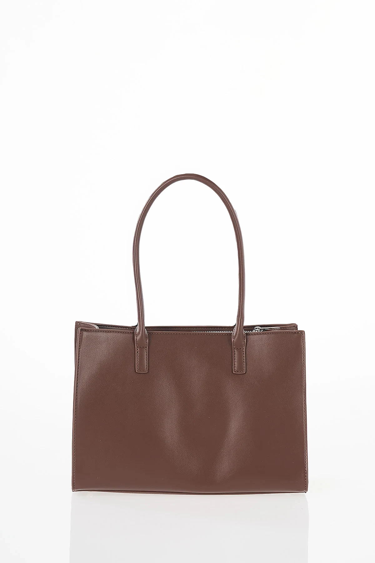Zipper Detail Shoulder Bag Dark Brown