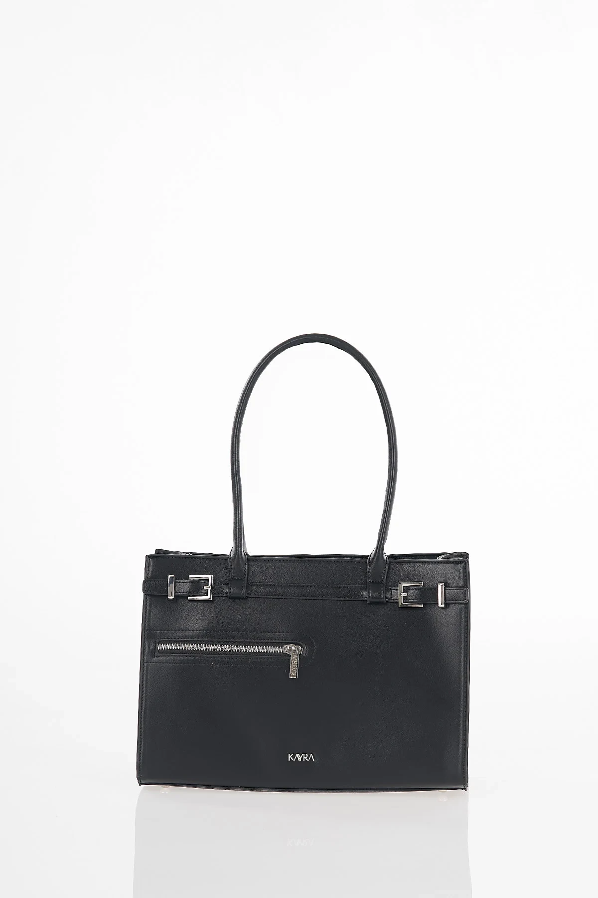 Zipper Detail Shoulder Bag Black