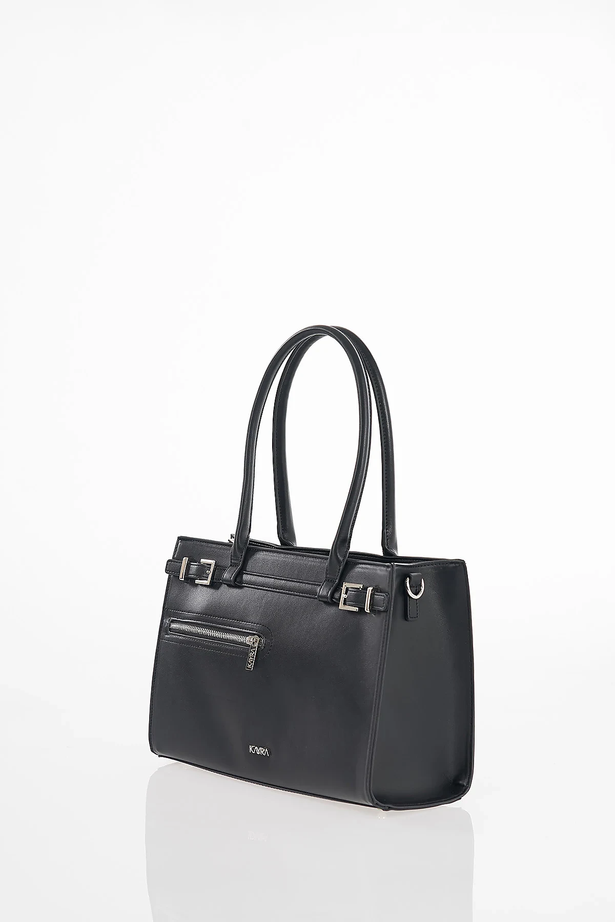 Zipper Detail Shoulder Bag Black