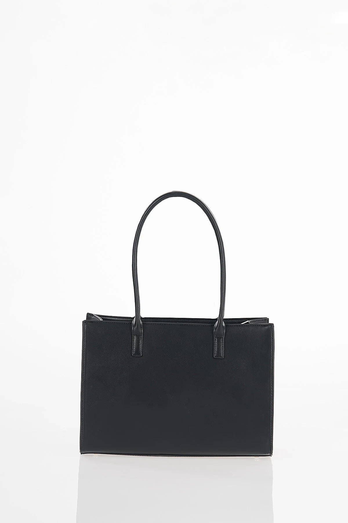 Zipper Detail Shoulder Bag Black