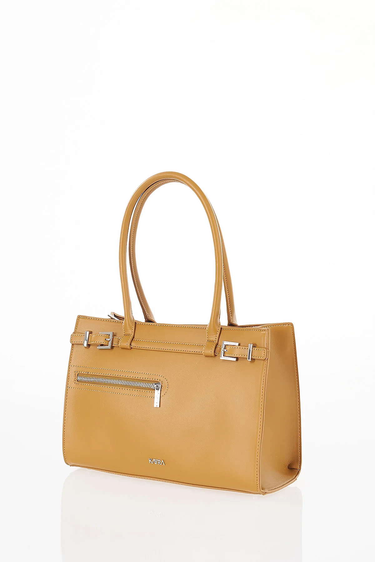 Zipper Detail Shoulder Bag Tan