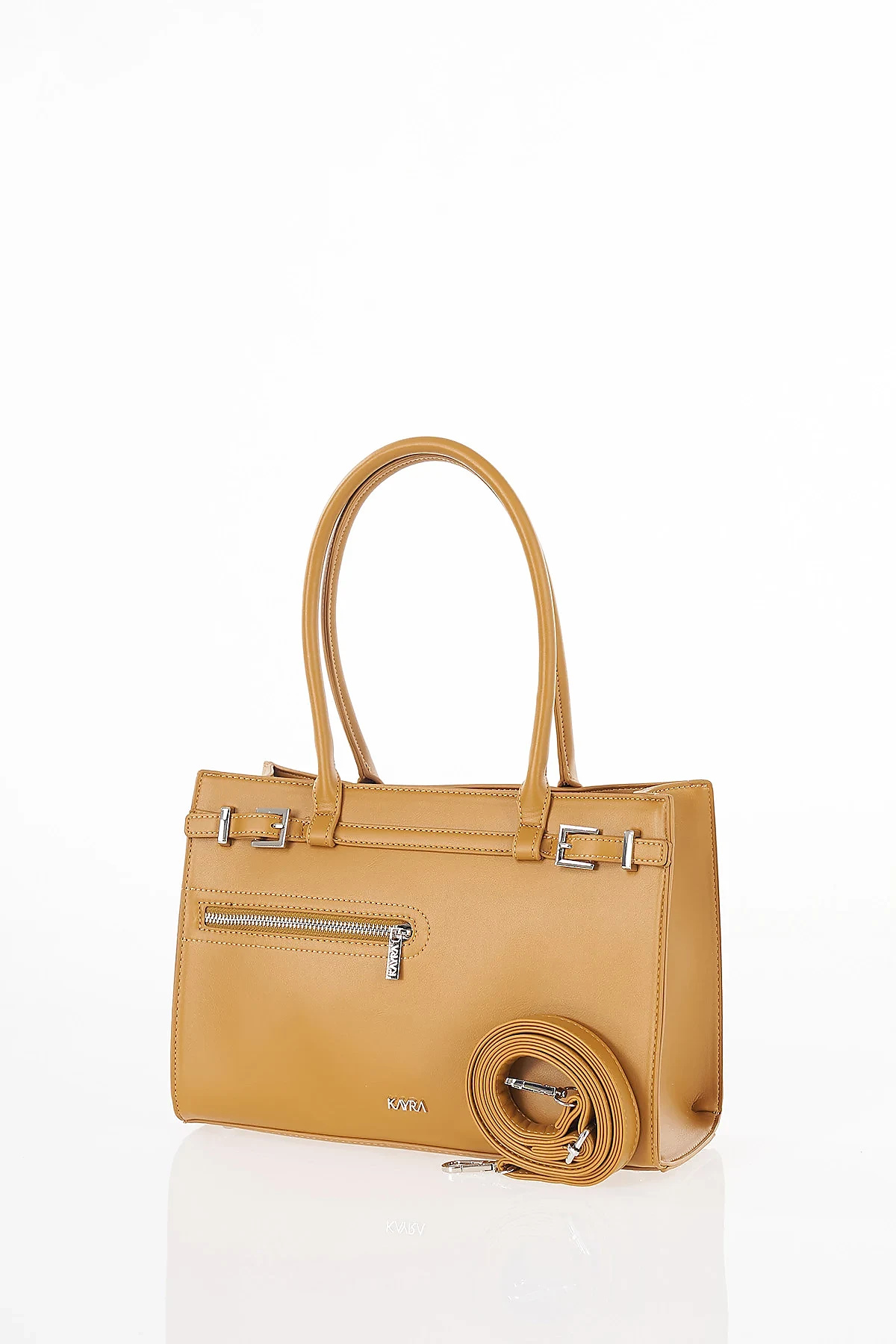 Zipper Detail Shoulder Bag Tan