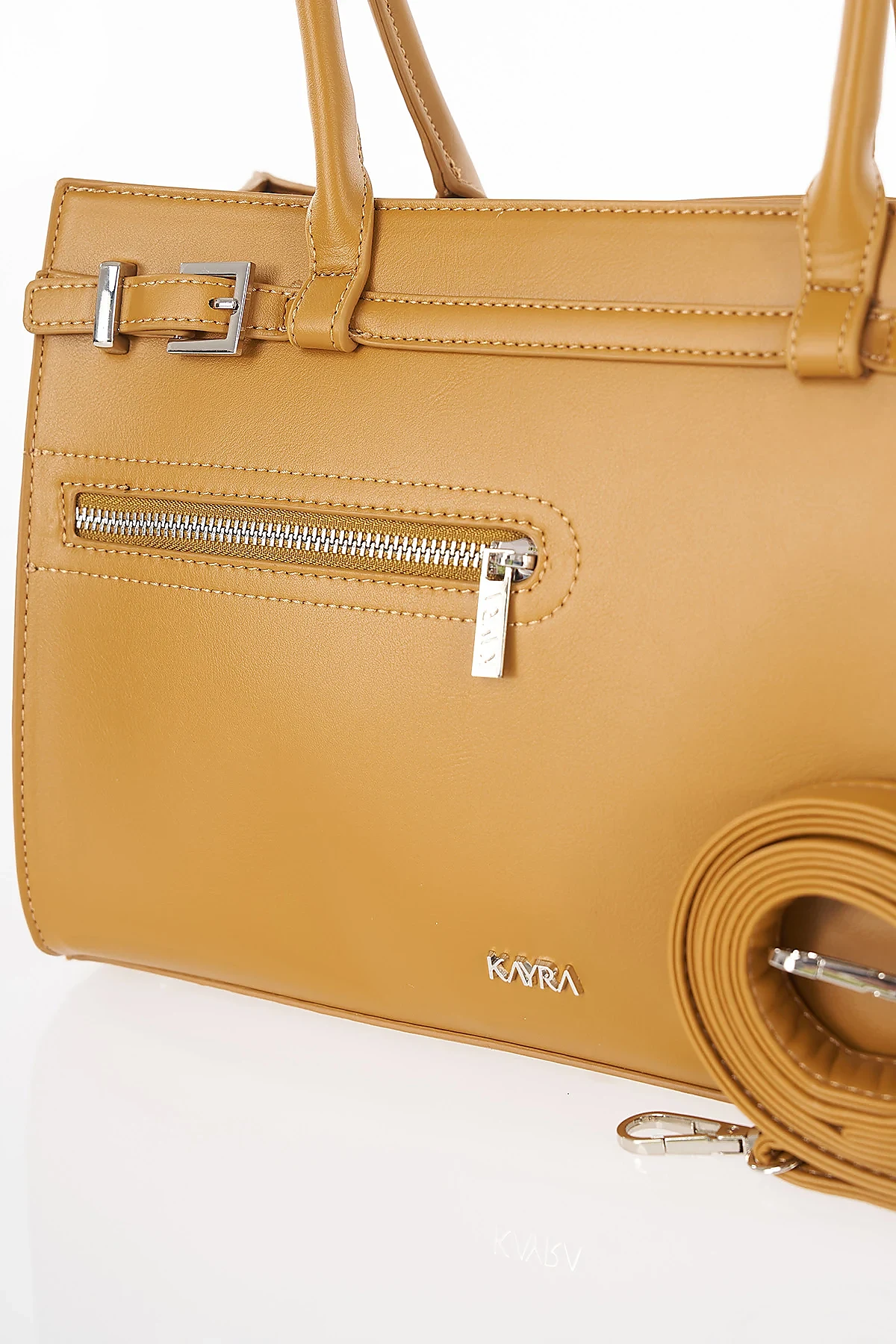 Zipper Detail Shoulder Bag Tan