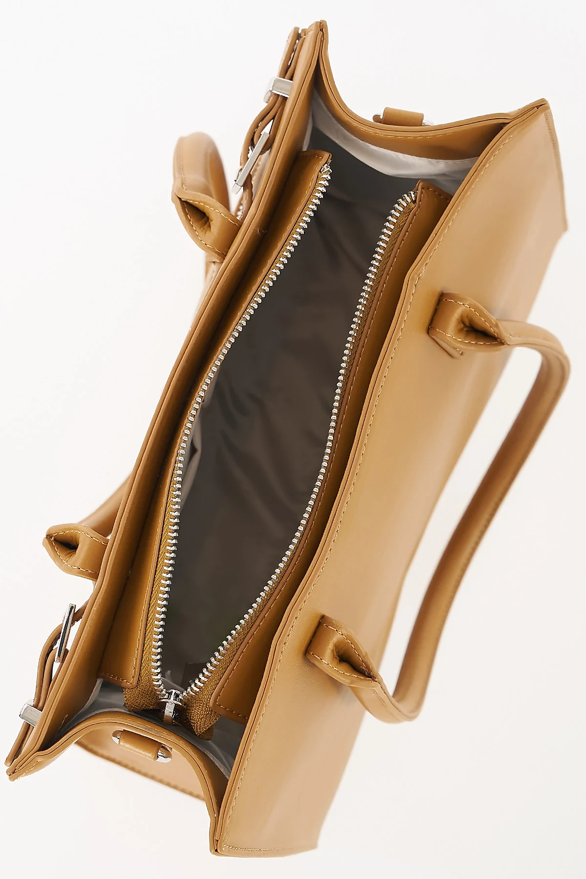 Zipper Detail Shoulder Bag Tan