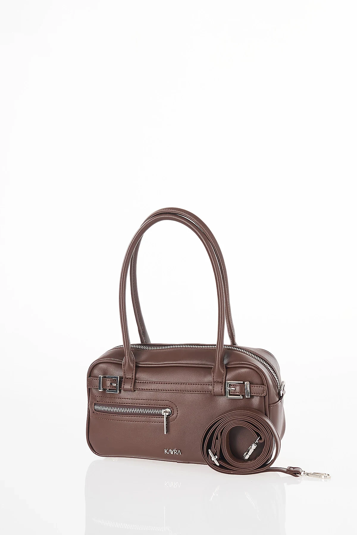 Belt Detail Shoulder Bag Dark Brown