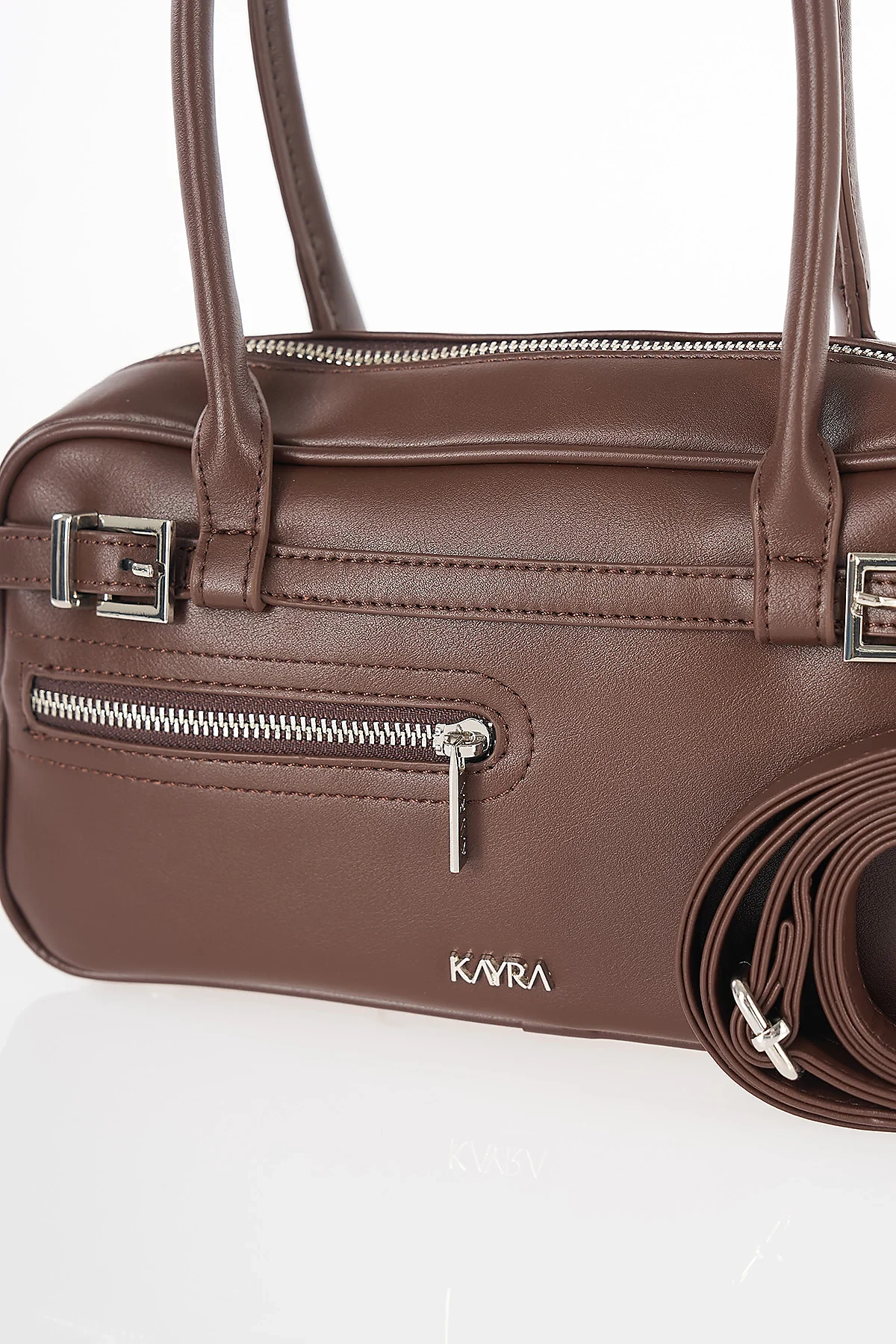 Belt Detail Shoulder Bag Dark Brown