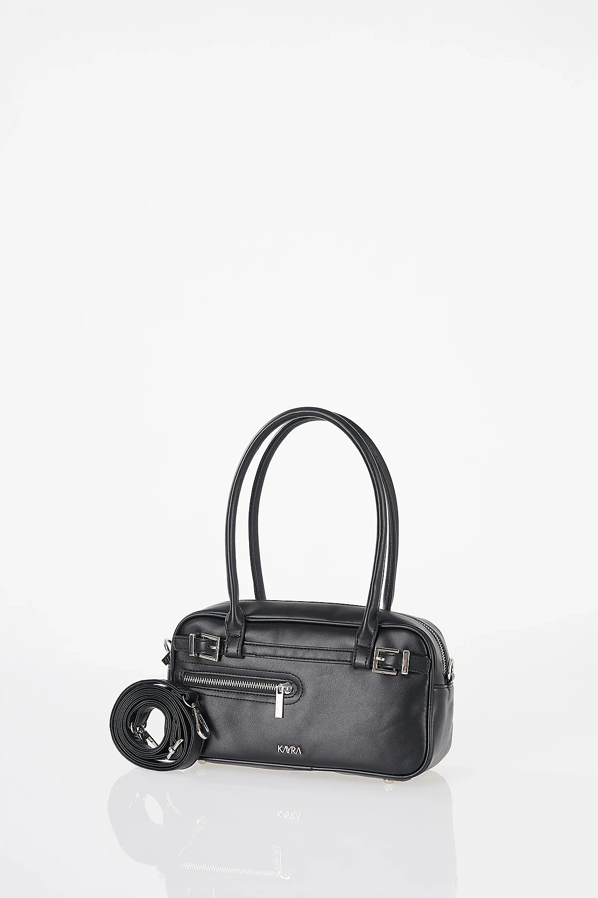 Belt Detail Shoulder Bag Black