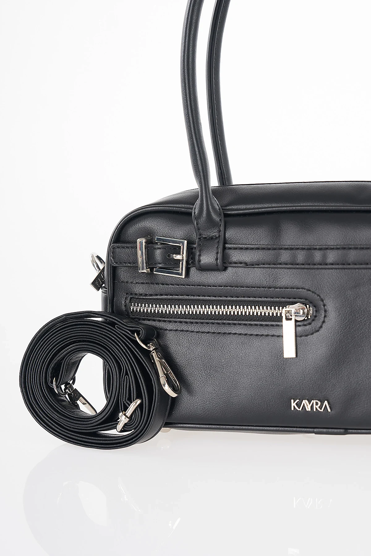 Belt Detail Shoulder Bag Black