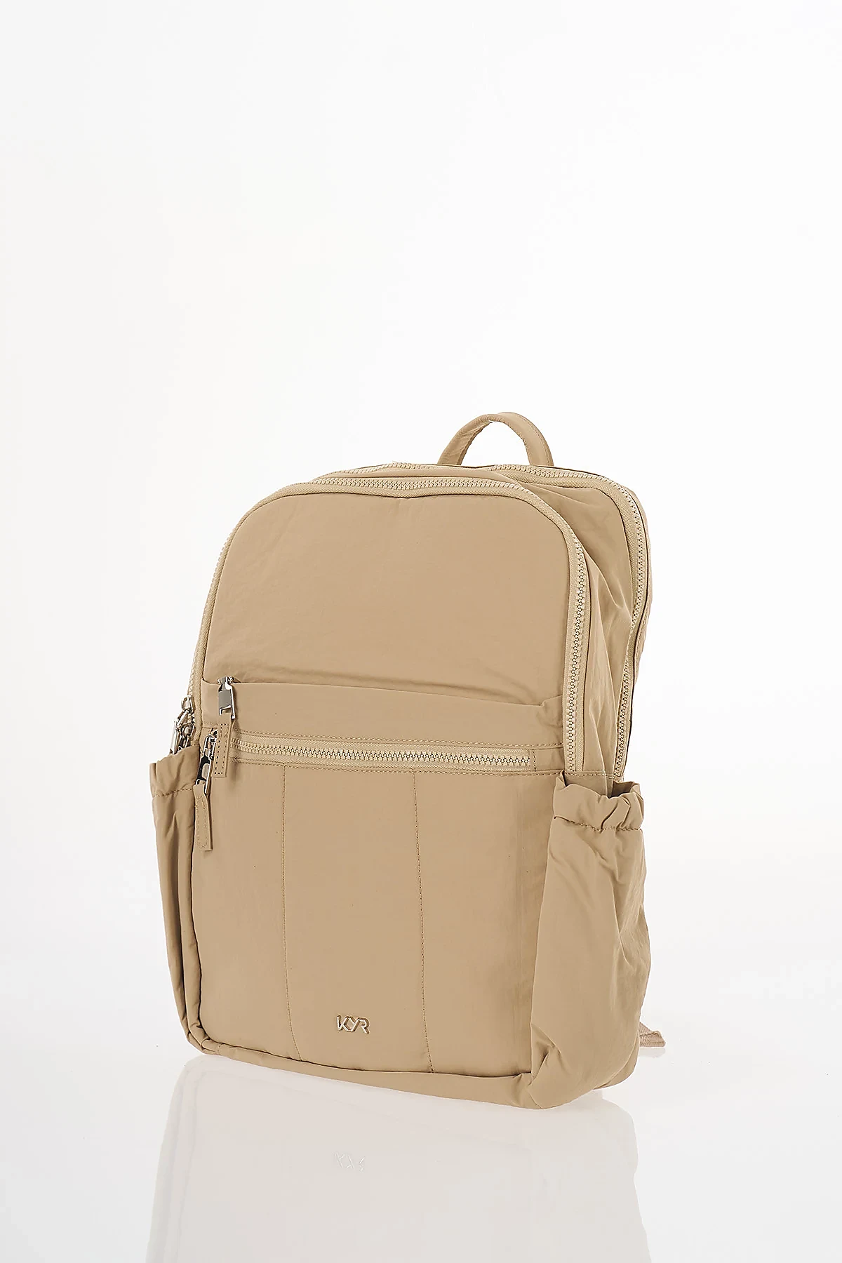 Zipper Detail Backpack Beige