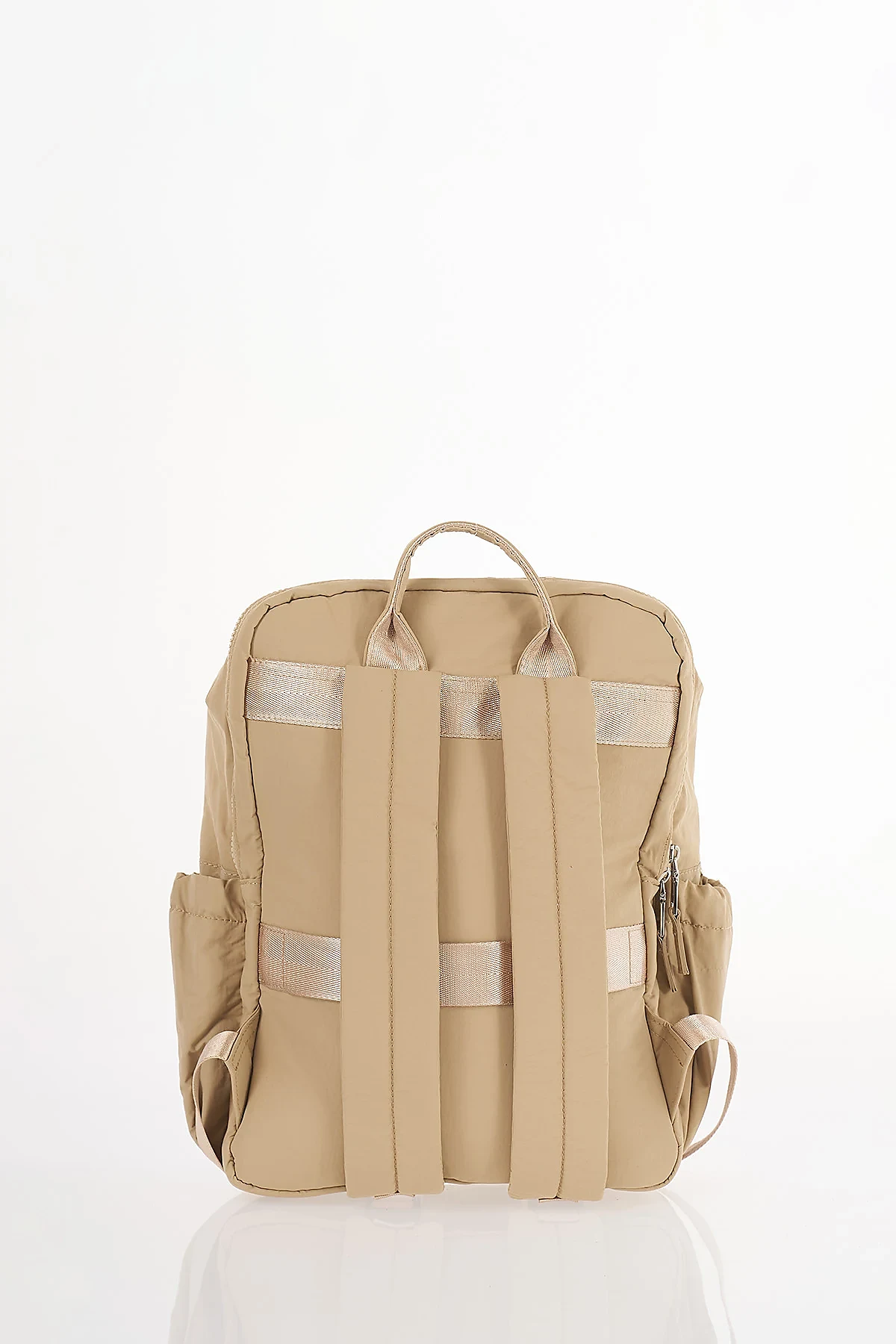 Zipper Detail Backpack Beige