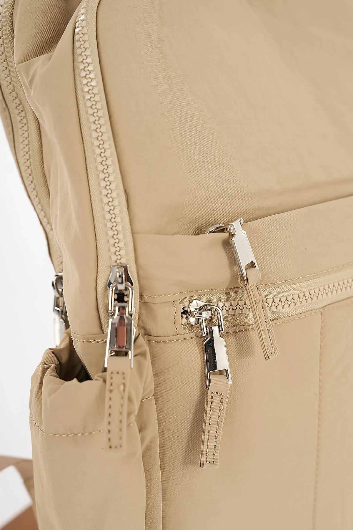 Zipper Detail Backpack Beige