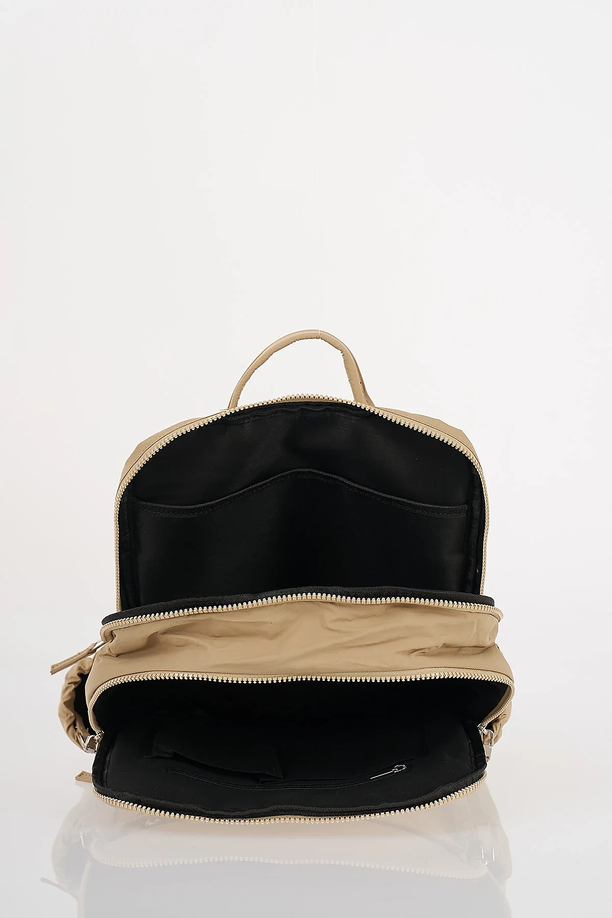 Zipper Detail Backpack Beige