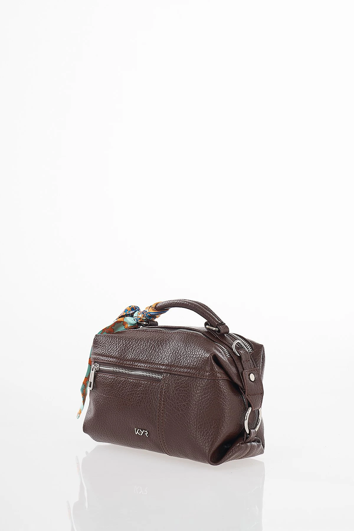 Scarf Detail Hand and Shoulder Bag Dark Brown
