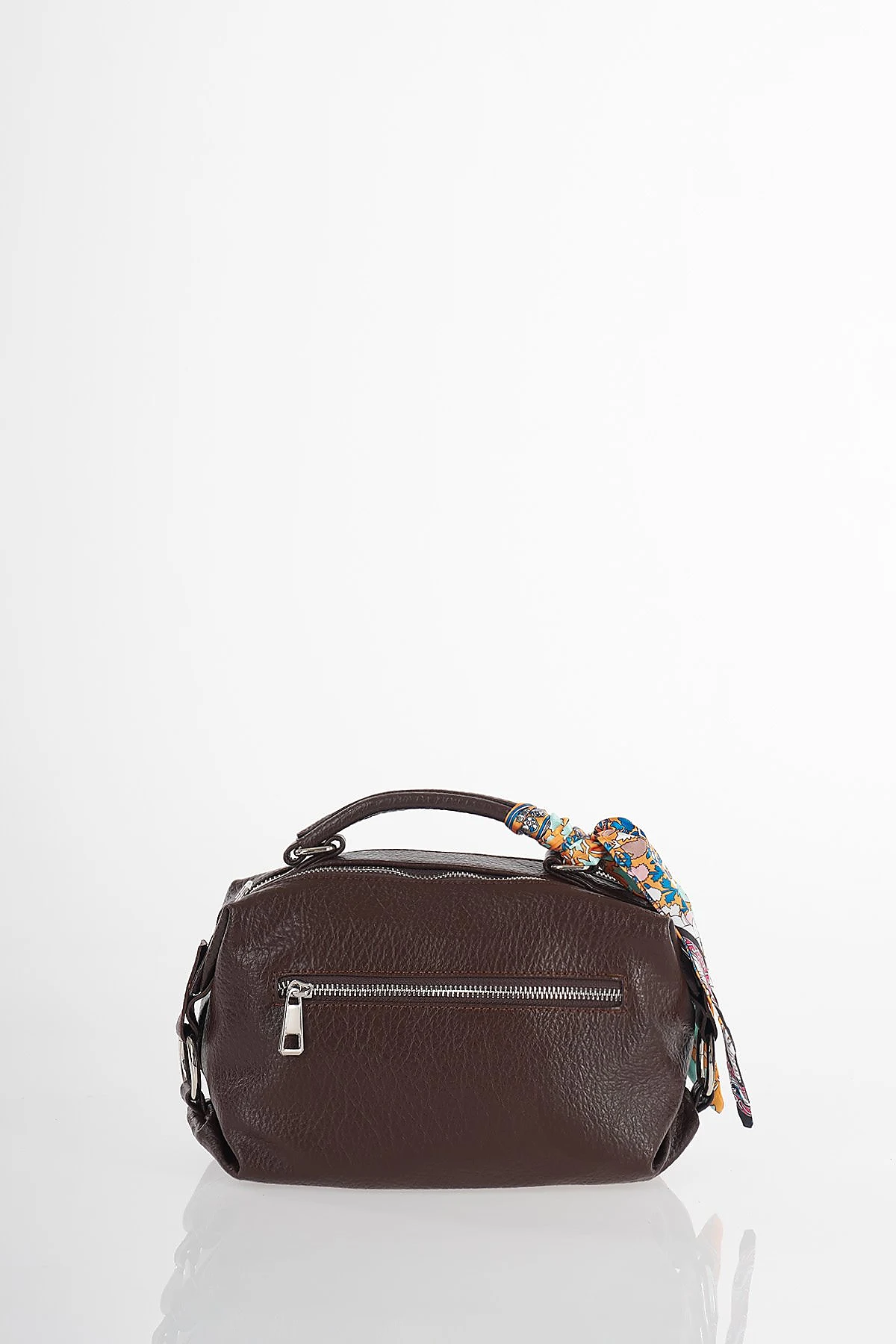 Scarf Detail Hand and Shoulder Bag Dark Brown