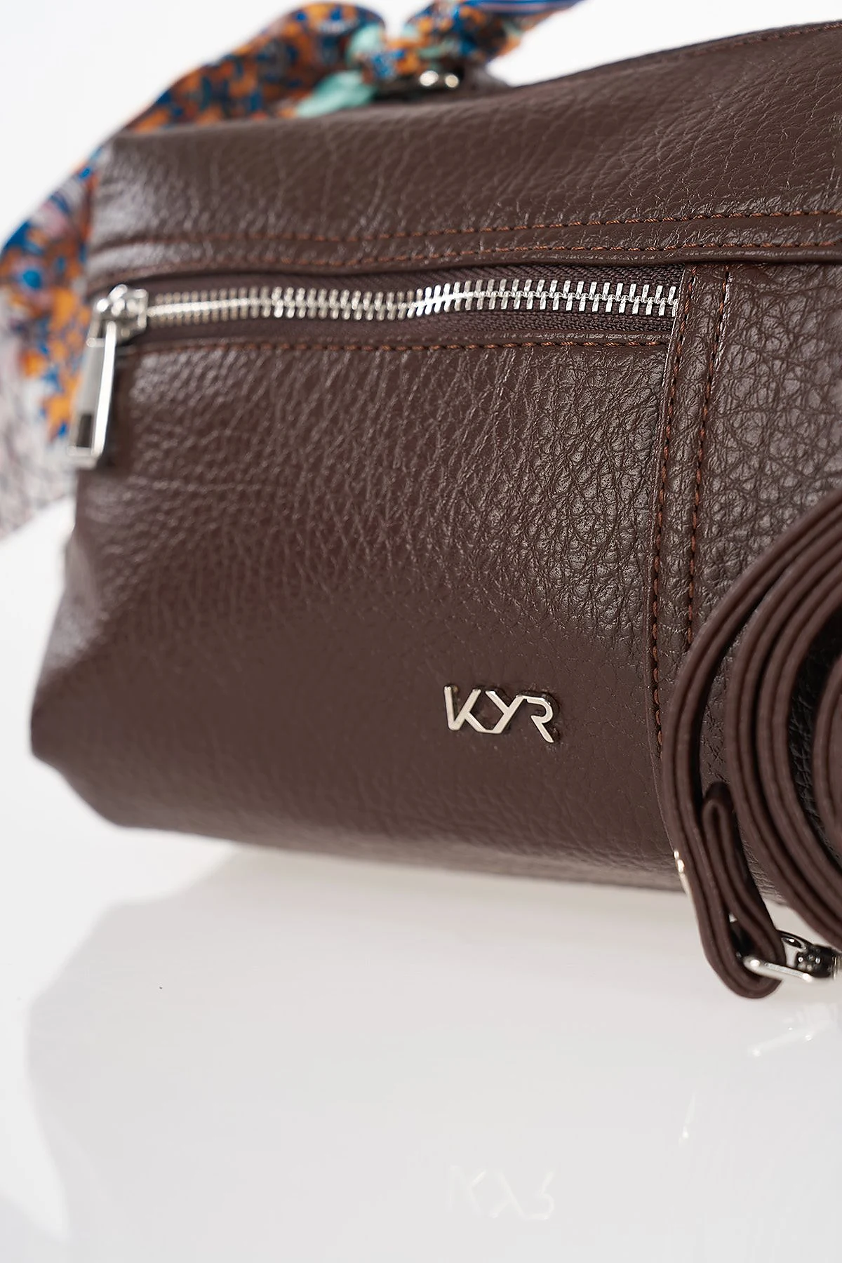 Scarf Detail Hand and Shoulder Bag Dark Brown