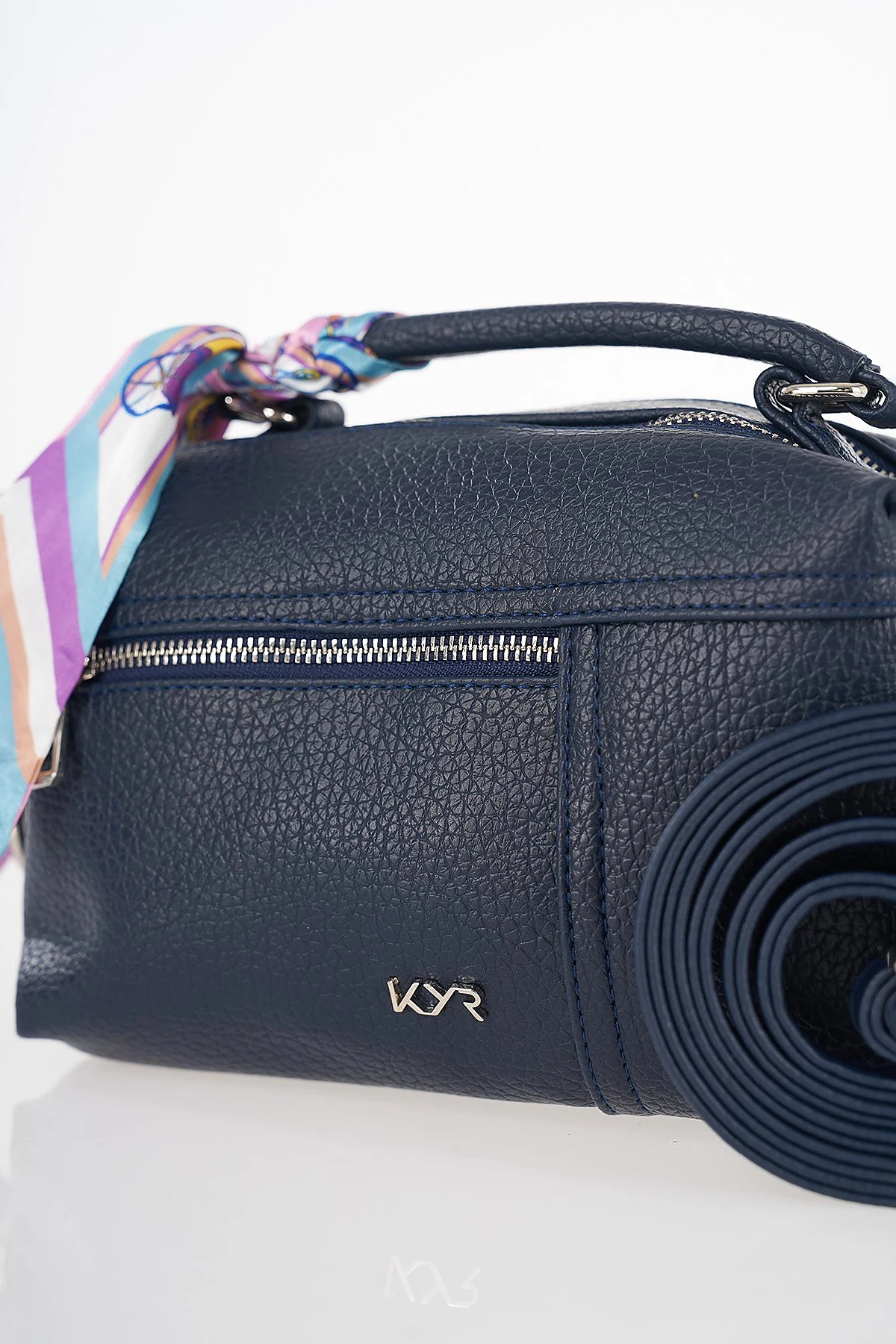 Scarf Detail Hand and Shoulder Bag Navy