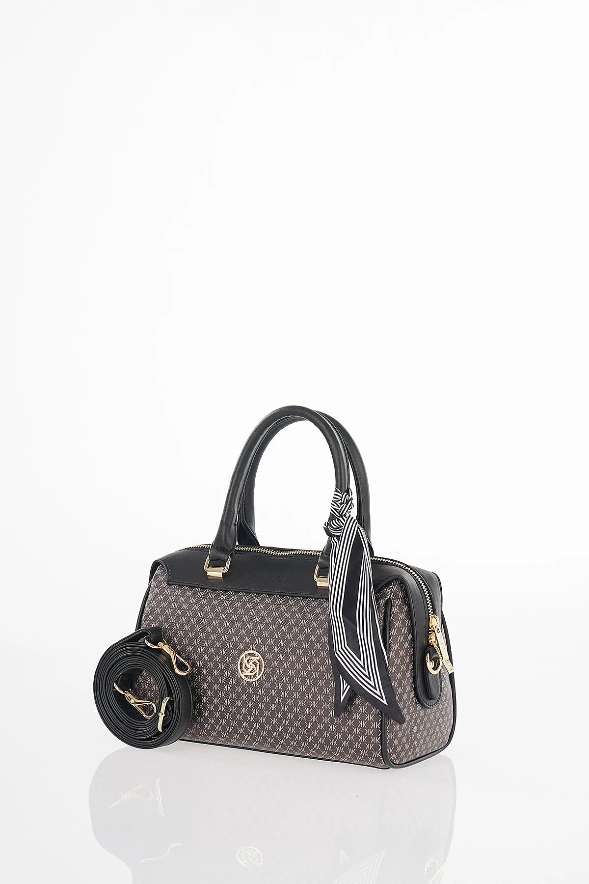 Monogram Pattern Handbag Black