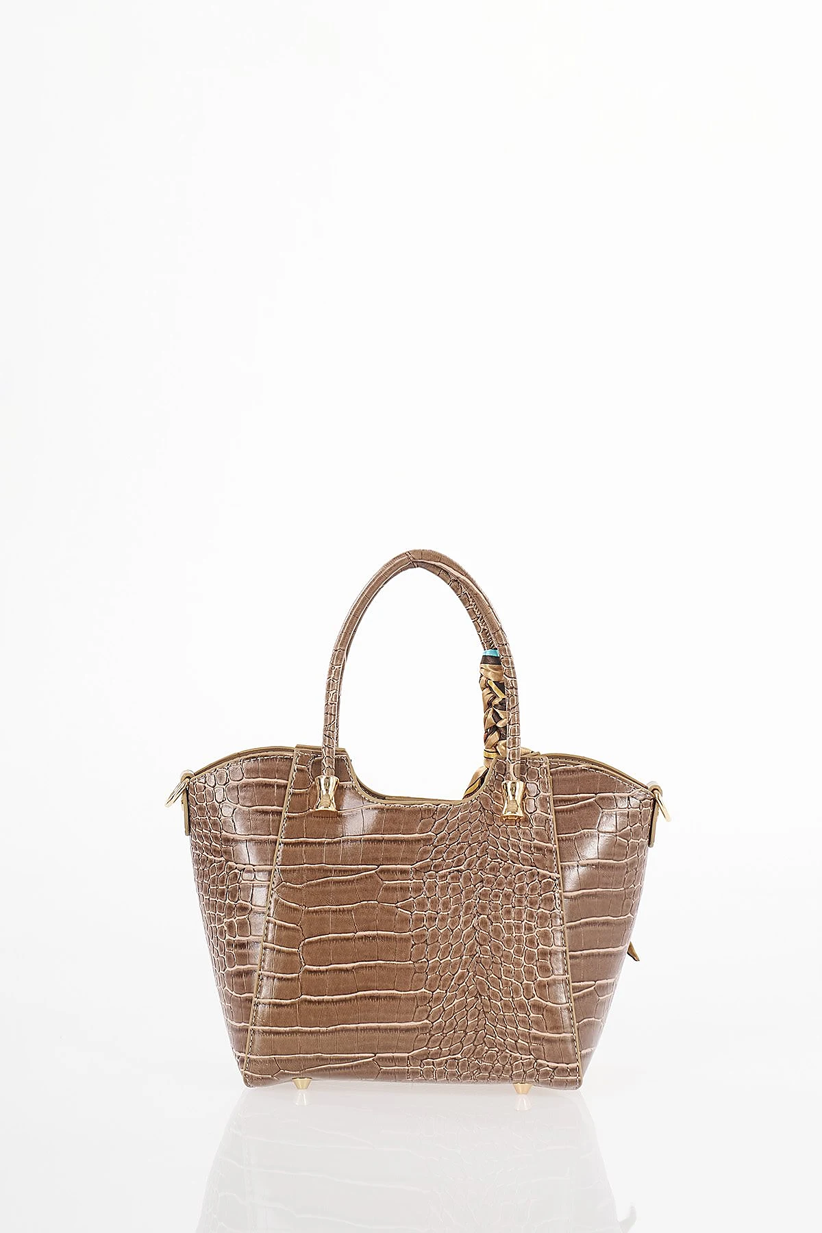 Crocodile Pattern Handbag Dark Mink