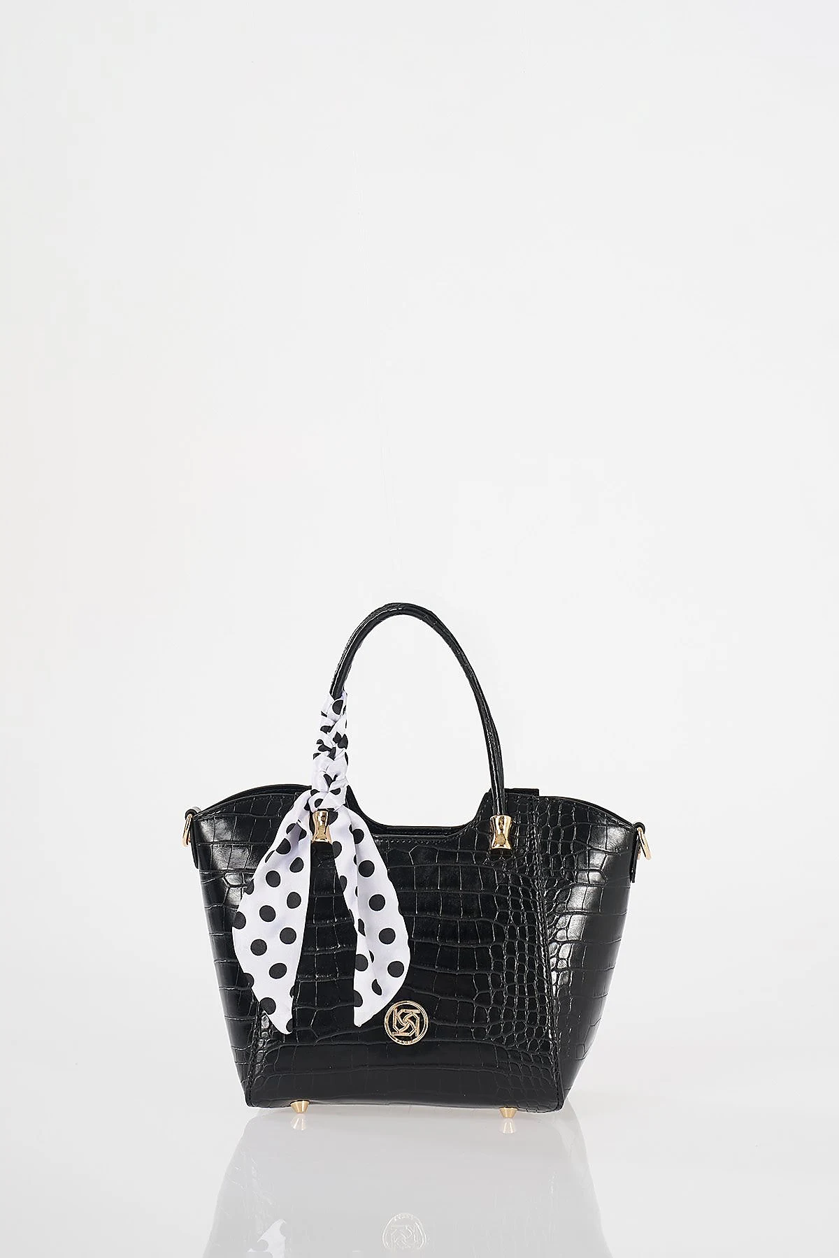 Crocodile Pattern Handbag Black
