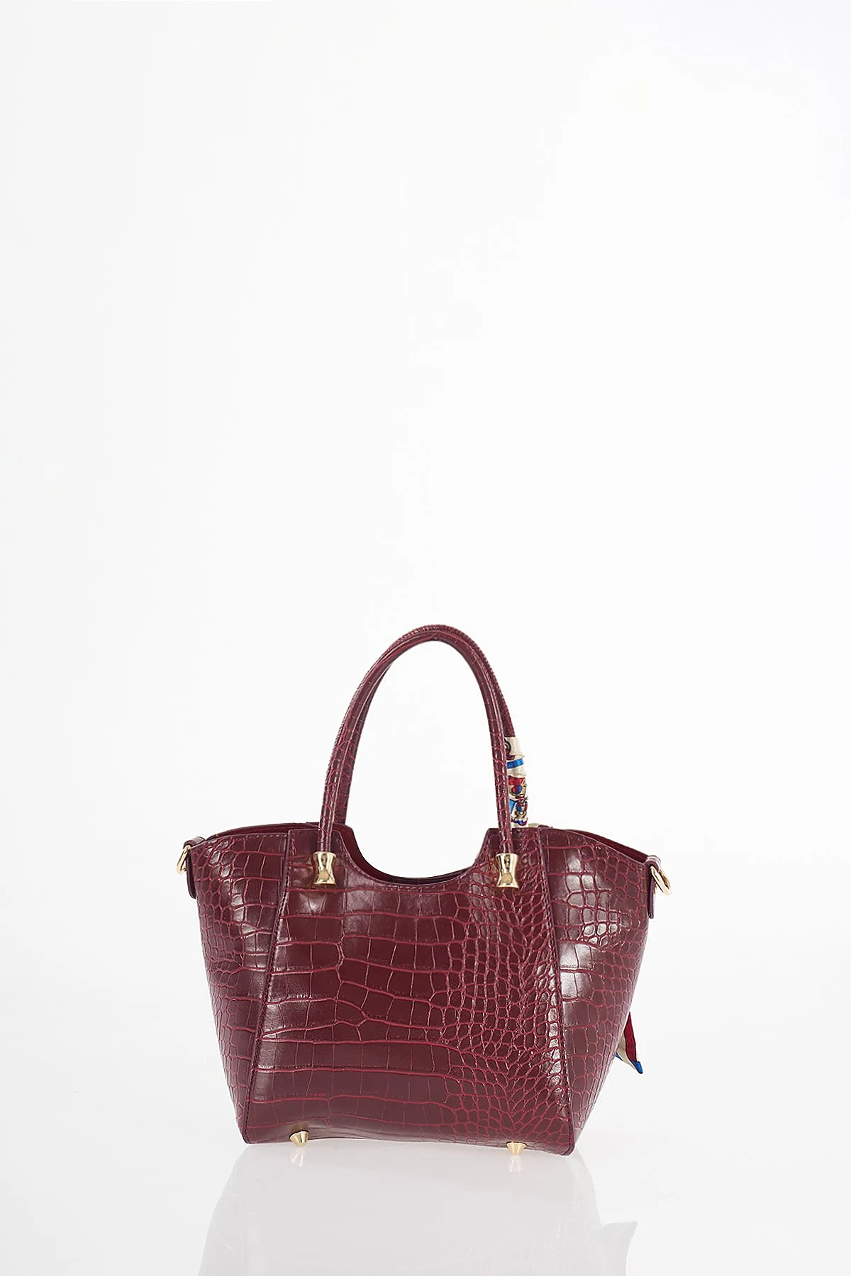 Crocodile Pattern Handbag Burgundy