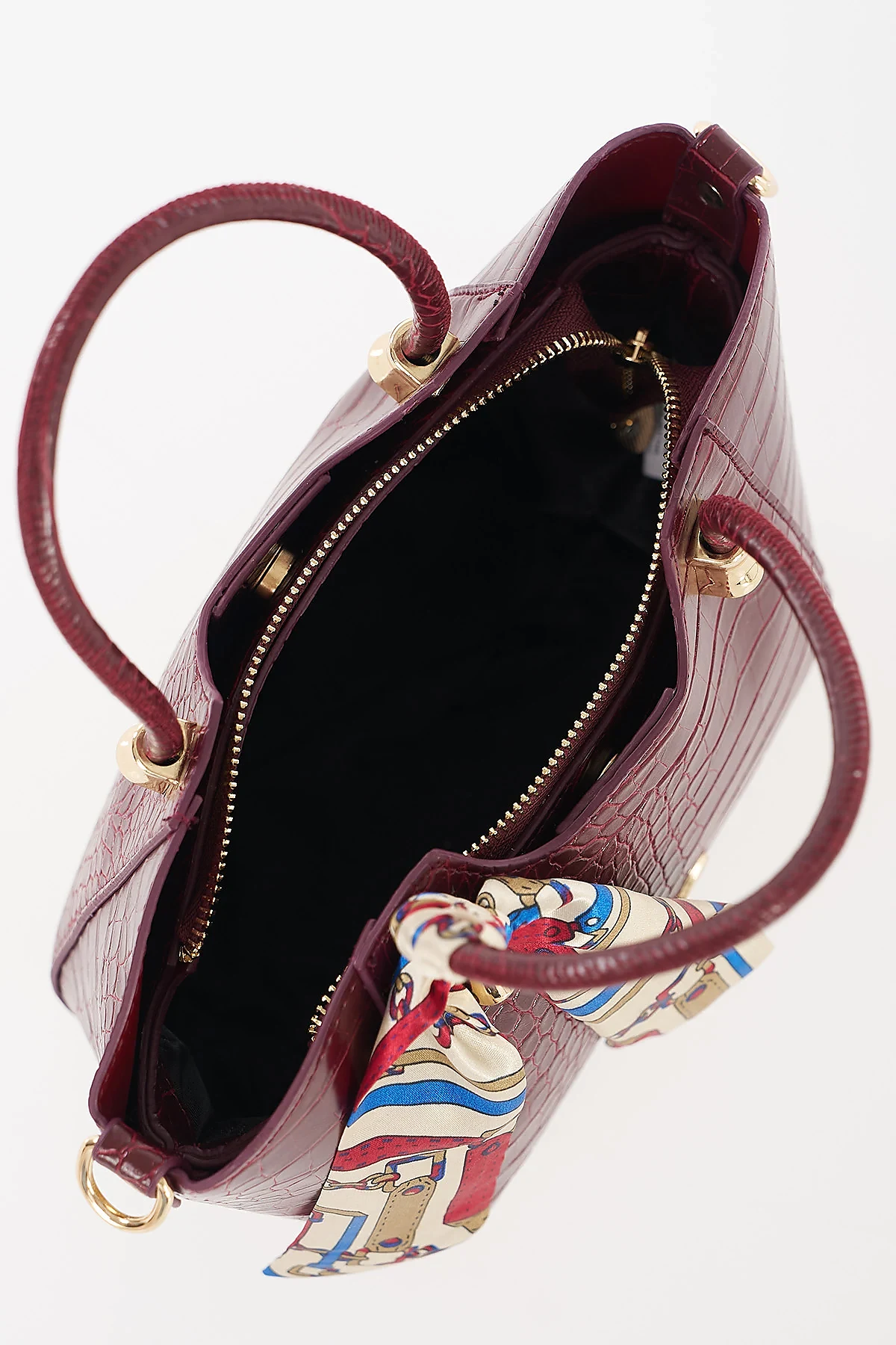 Crocodile Pattern Handbag Burgundy