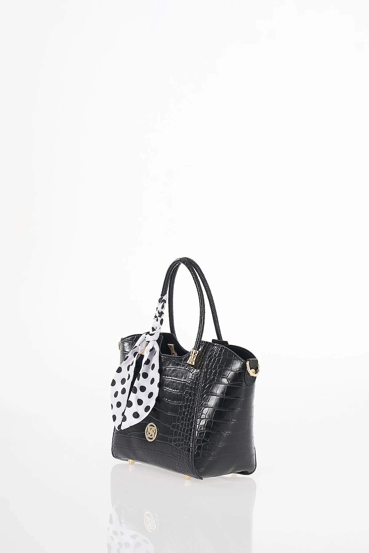 Crocodile Pattern Handbag Black