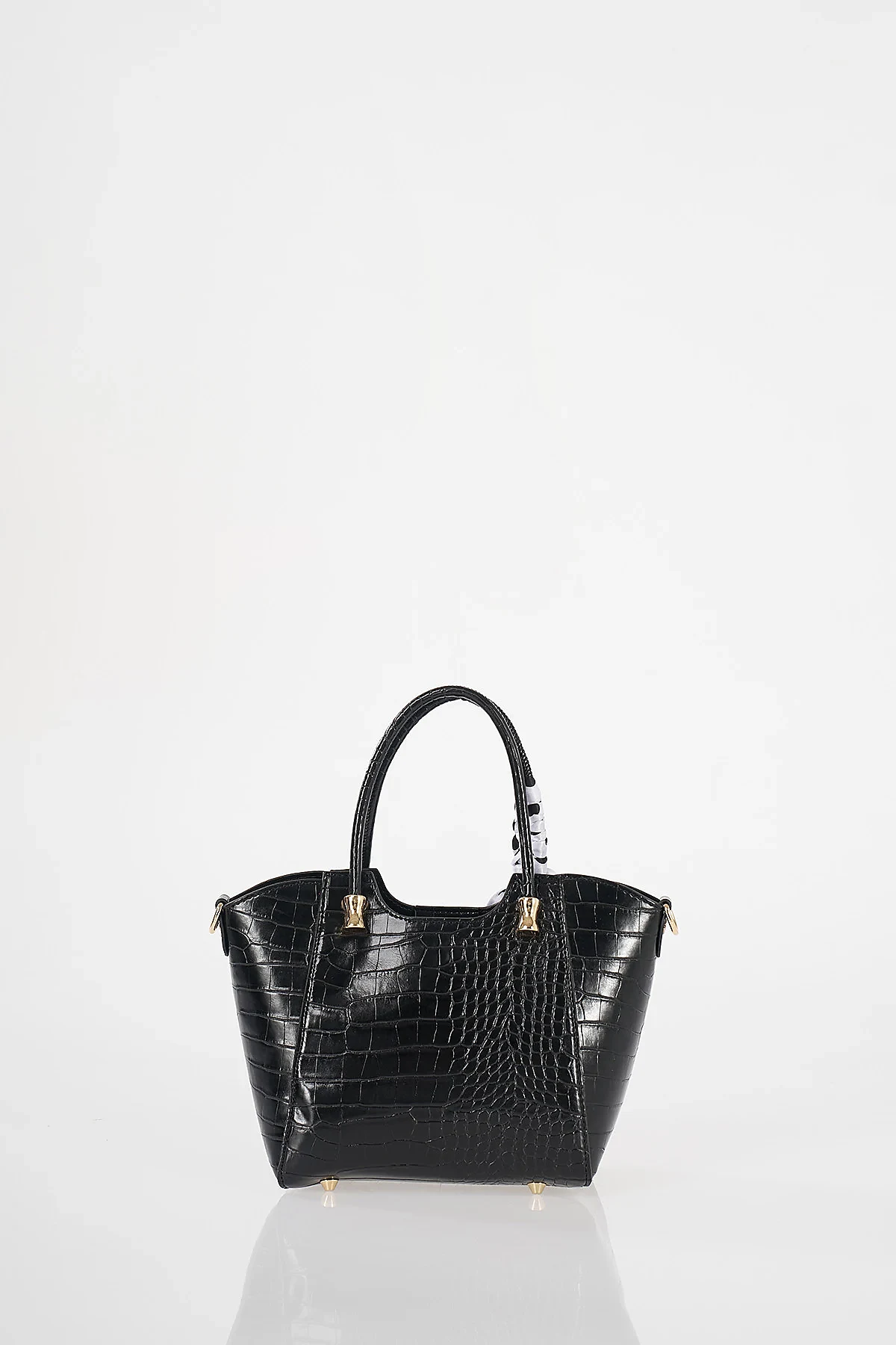 Crocodile Pattern Handbag Black