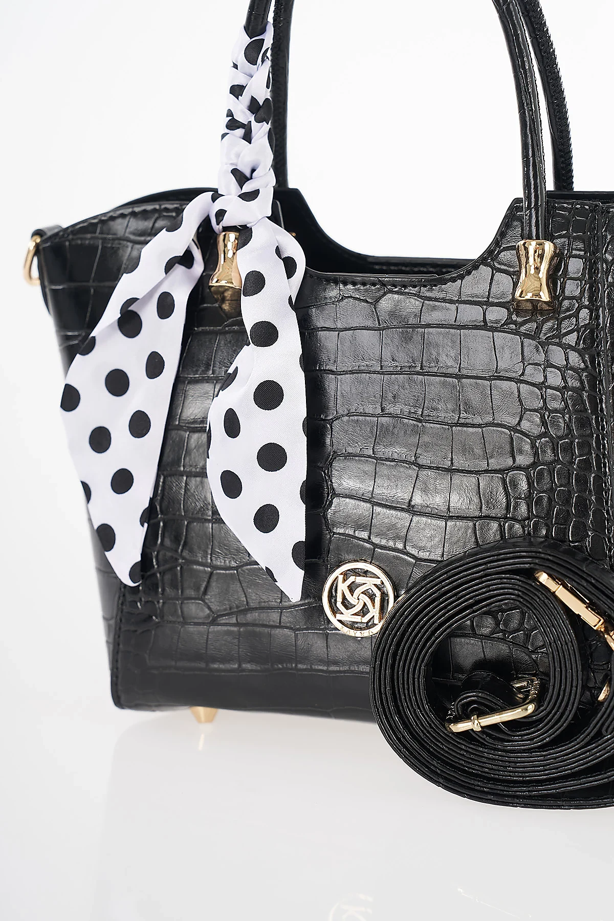 Crocodile Pattern Handbag Black