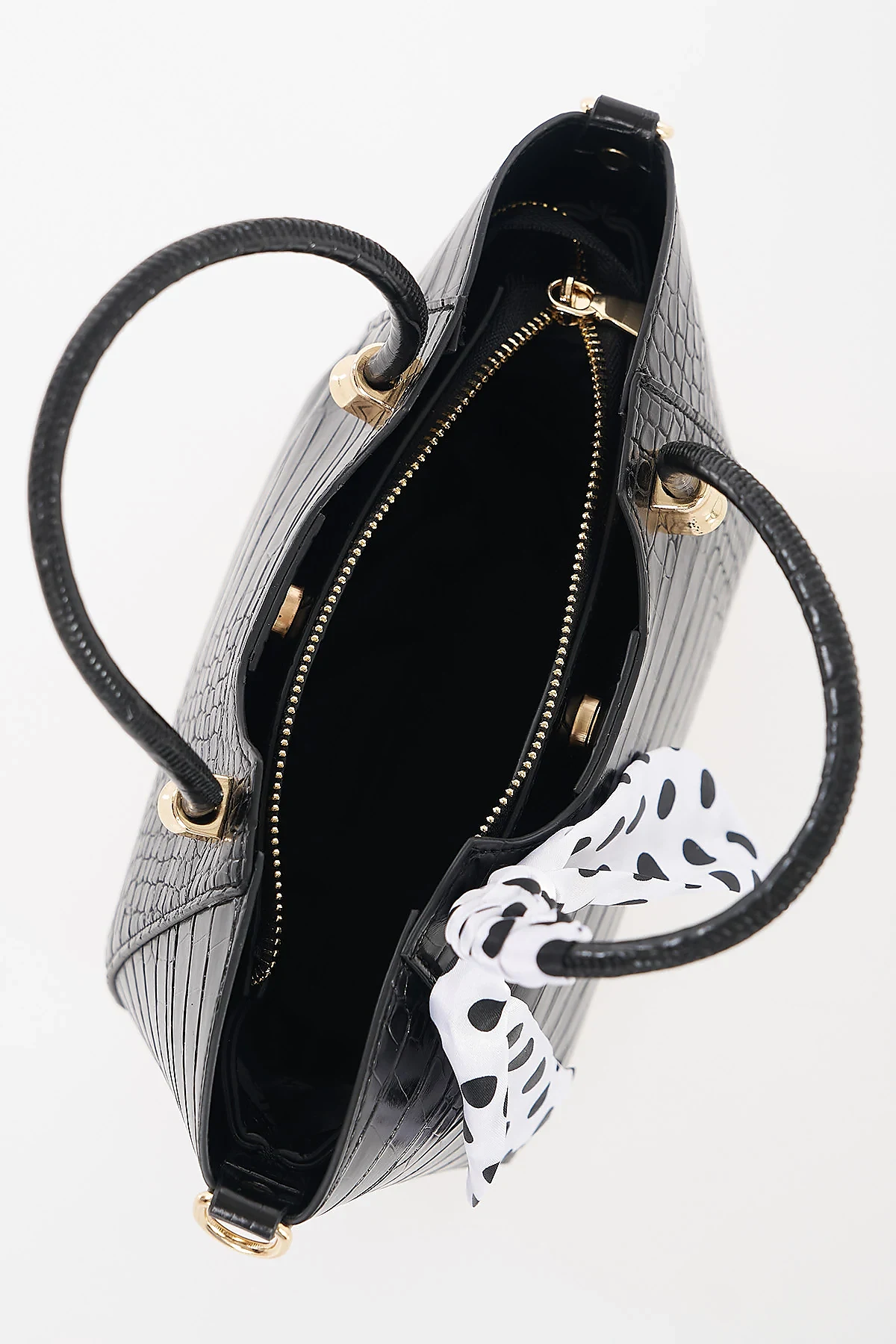 Crocodile Pattern Handbag Black